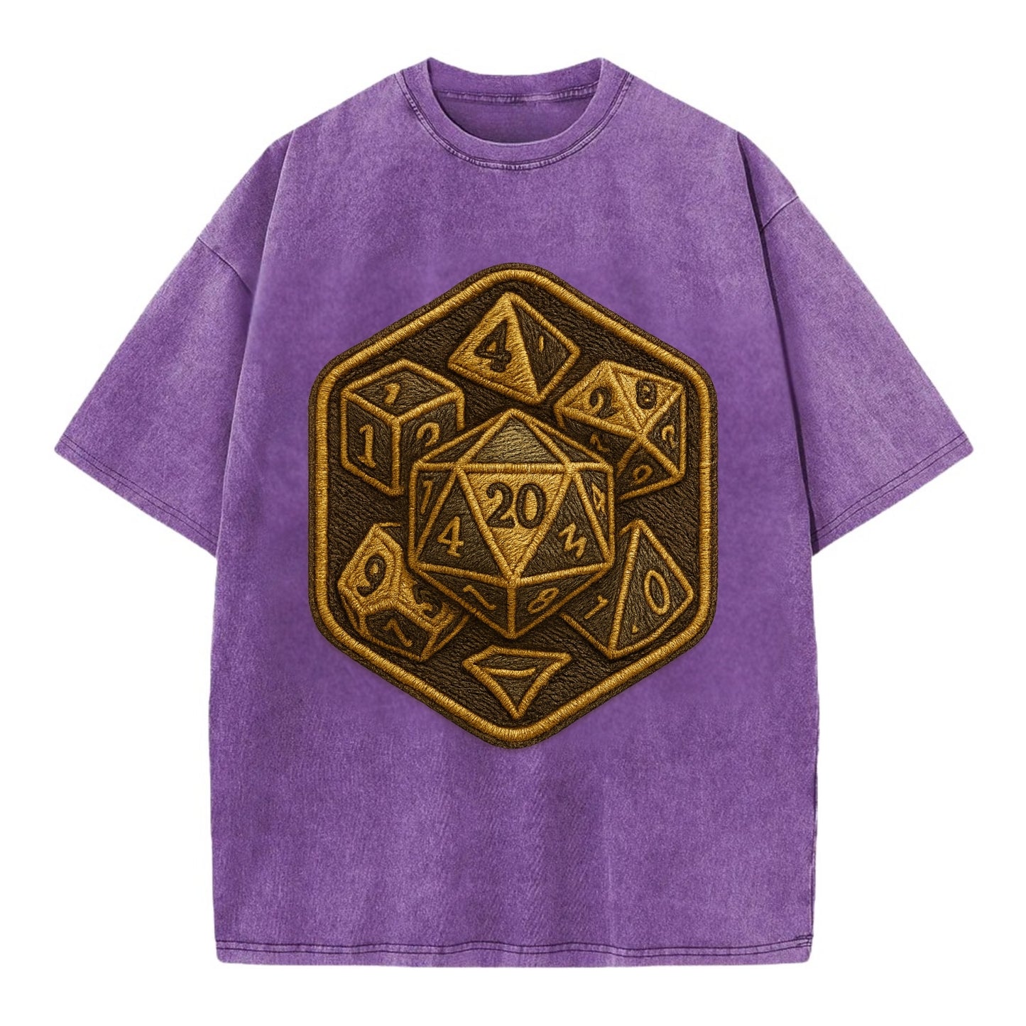 Dice set for tabletop gaming - RPG enthusiast - Vintage T-shirt - Purple