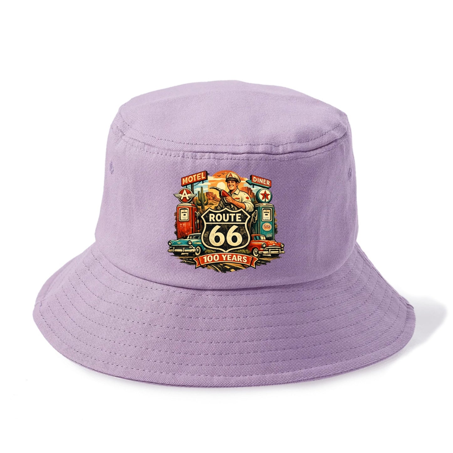 FILL ER UP | Vintage gas pumps | Flying A or Texaco style | Service station | Fuel - Bucket Hat - Purple