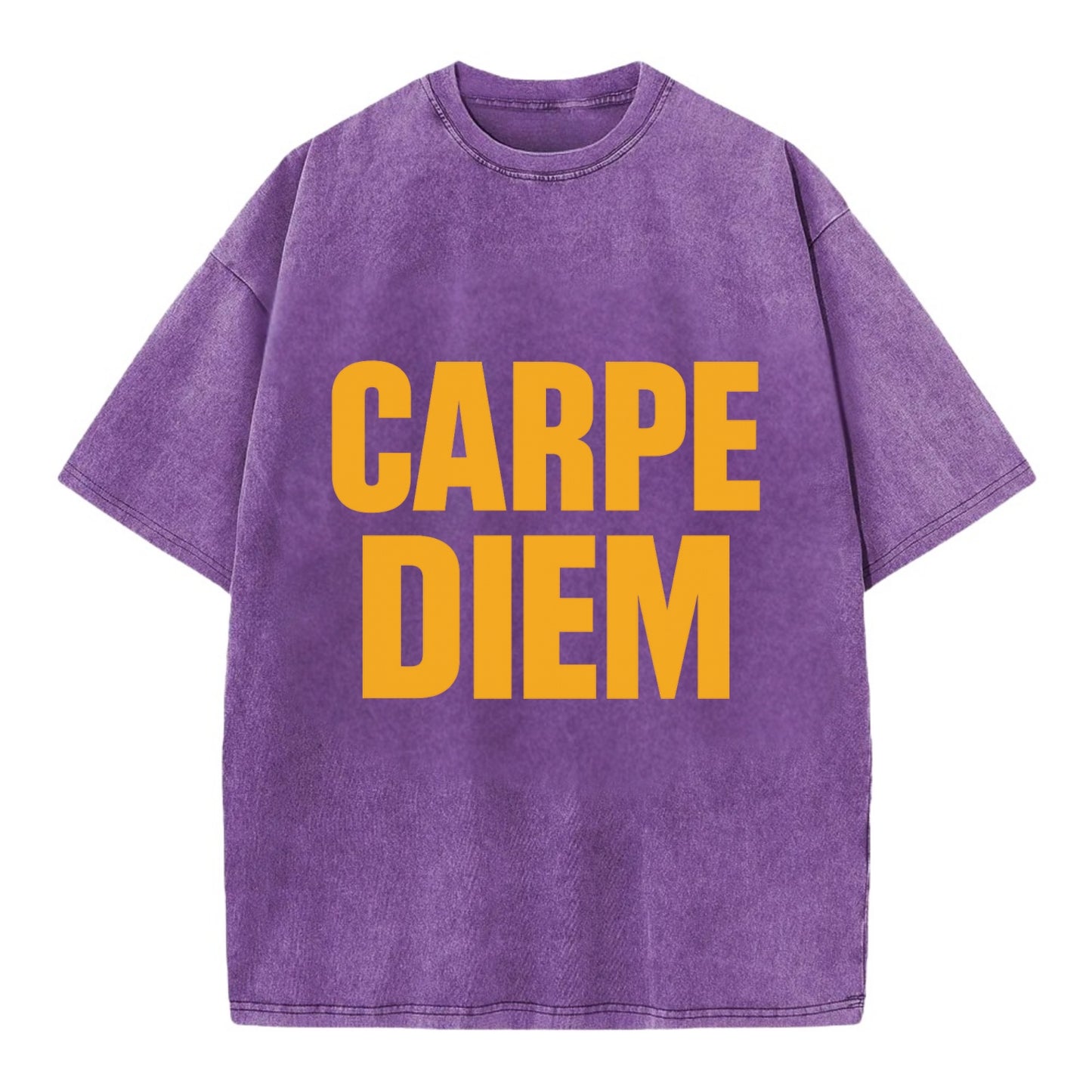 Bold typography design - "CARPE DIEM" - seize the day - Vintage T-shirt - Purple