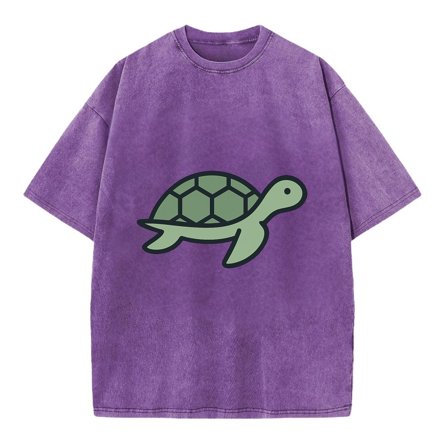 Sea Turtle - Green with shell pattern flat side profile - Vintage T-shirt - Purple
