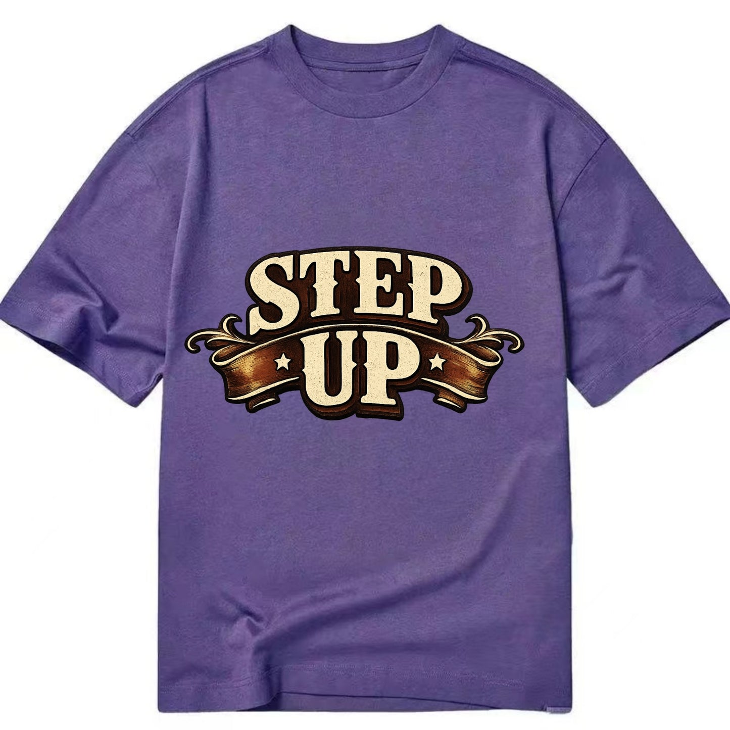 Bold typography design - "STEP UP" - rise to occasion, take charge - Classic T-shirt - Purple