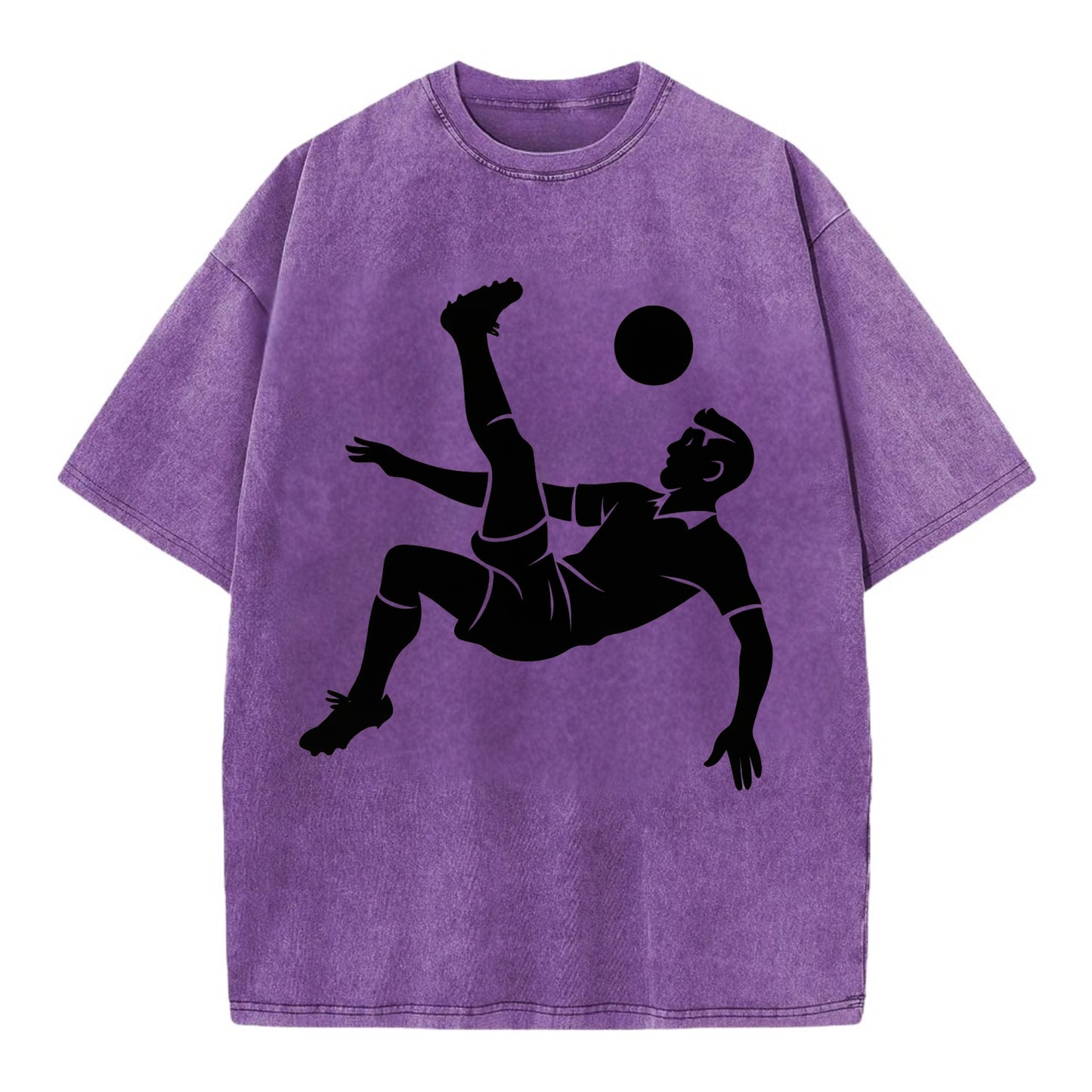 Soccer player doing a bicycle kick - Vintage T-shirt - Purple