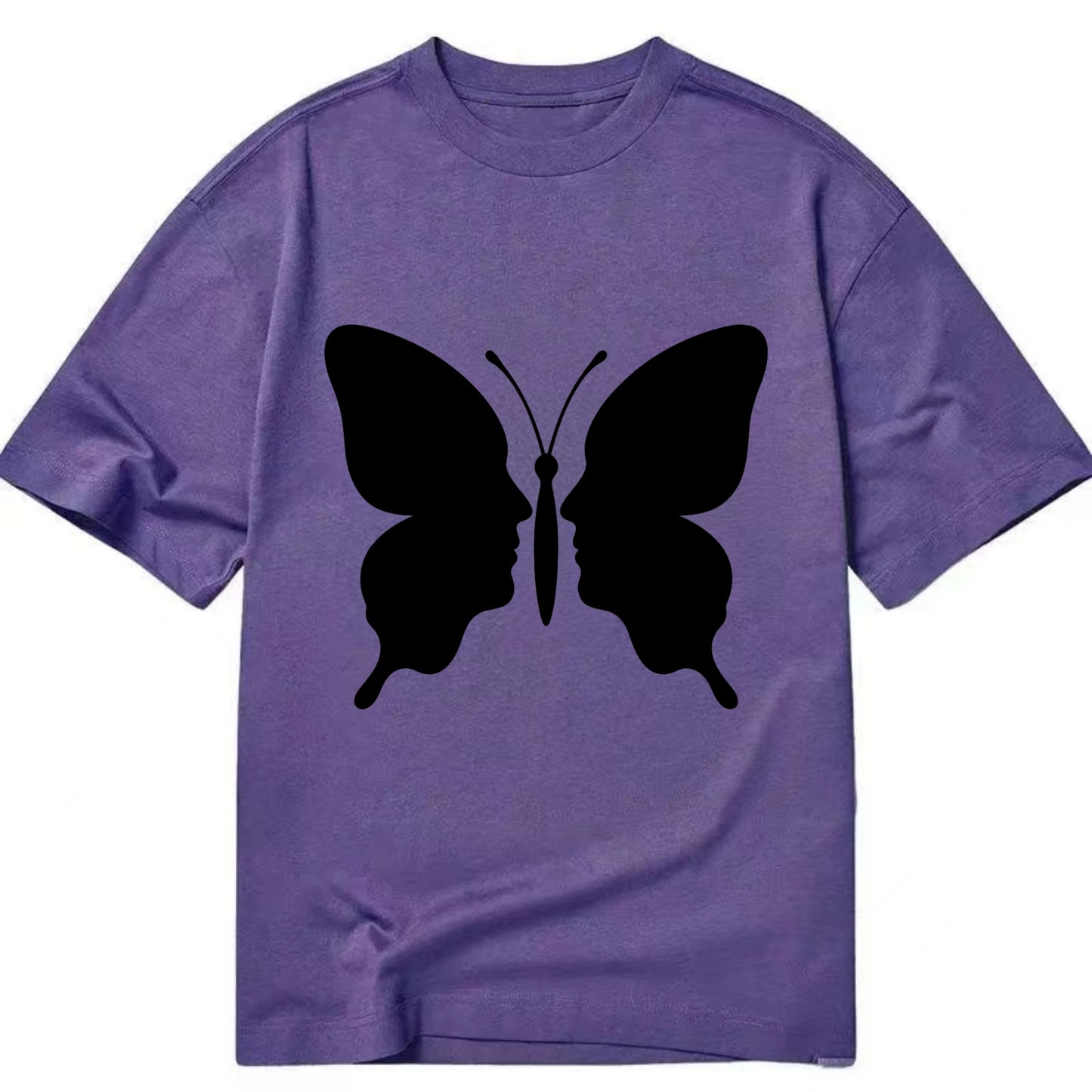 Butterfly wings - negative space reveals hidden faces or patterns - Classic T-shirt - Purple