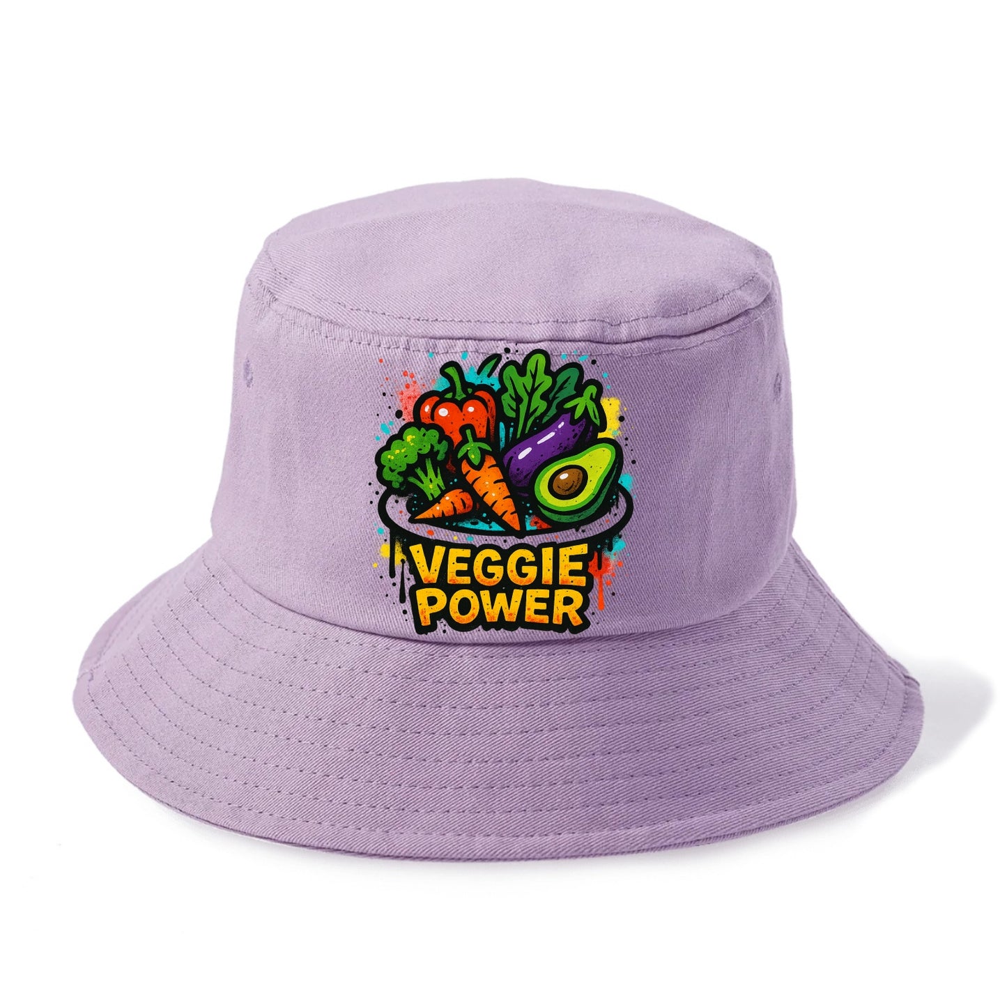 Colorful vegetables and plants on plate - plant-based lifestyle, veggie power - Bucket Hat - Purple