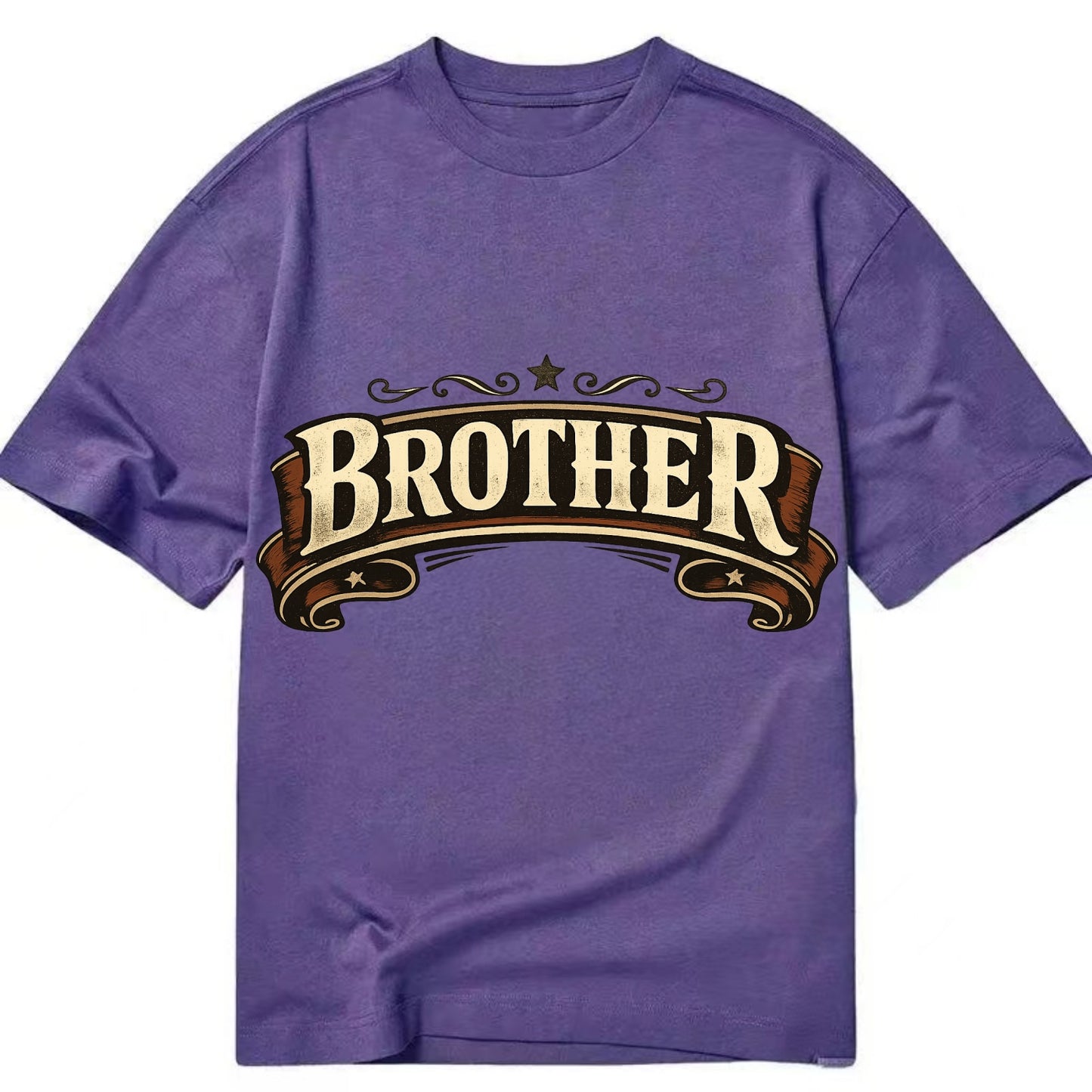 Bold typography design - "BROTHER" - male bond, brotherhood - Classic T-shirt - Purple