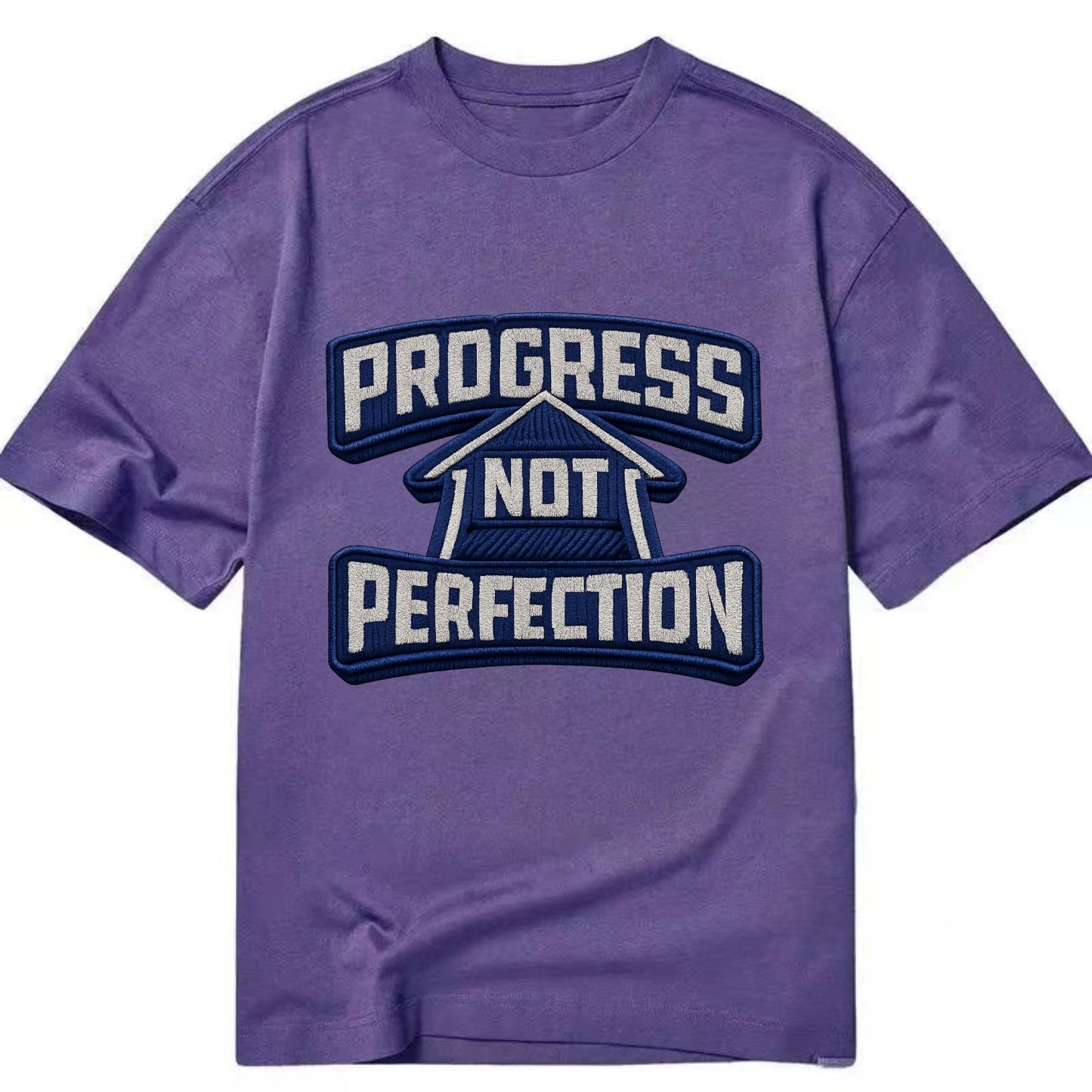 PROGRESS NOT PERFECTION - arrow with text in blue , growth mindset - Classic T-shirt - Purple
