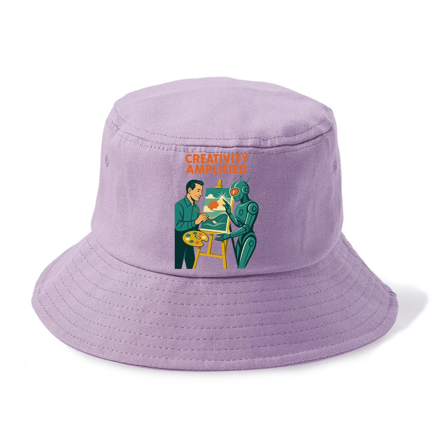 Artist and AI creating beautiful masterpiece together - "Creativity Amplified" - - Bucket Hat - Purple