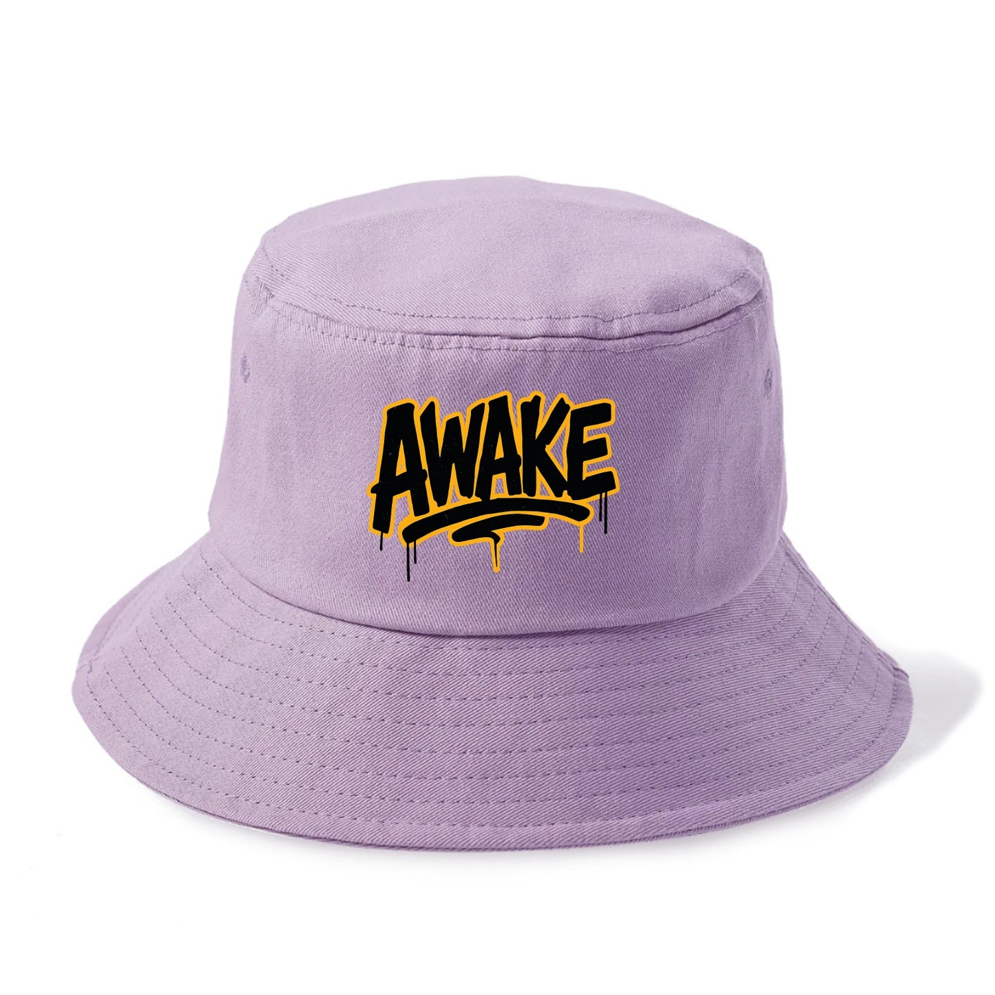 Bold typography design - "AWAKE" - conscious, aware, alert - Bucket Hat - Purple