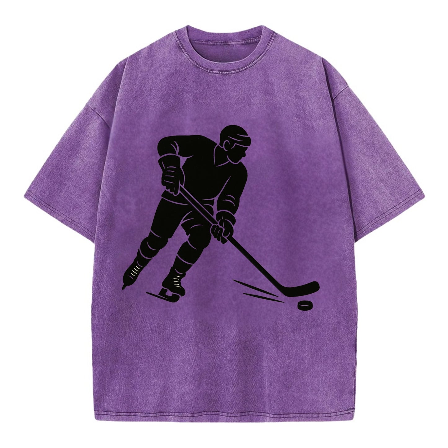 Ice hockey player shooting puck - Vintage T-shirt - Purple