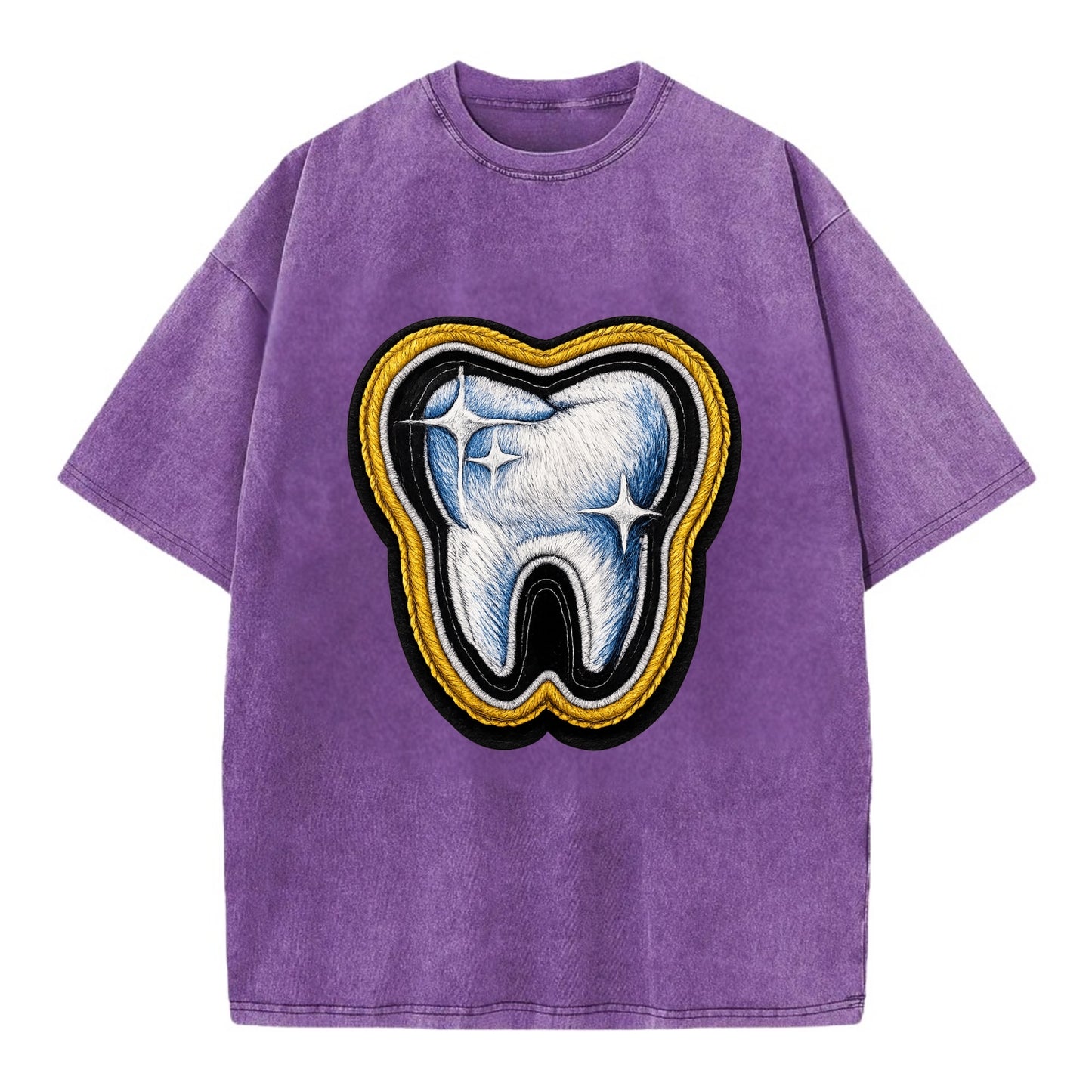 DENTAL TOOTH - molar with sparkle in white and blue , dentist - Vintage T-shirt - Purple