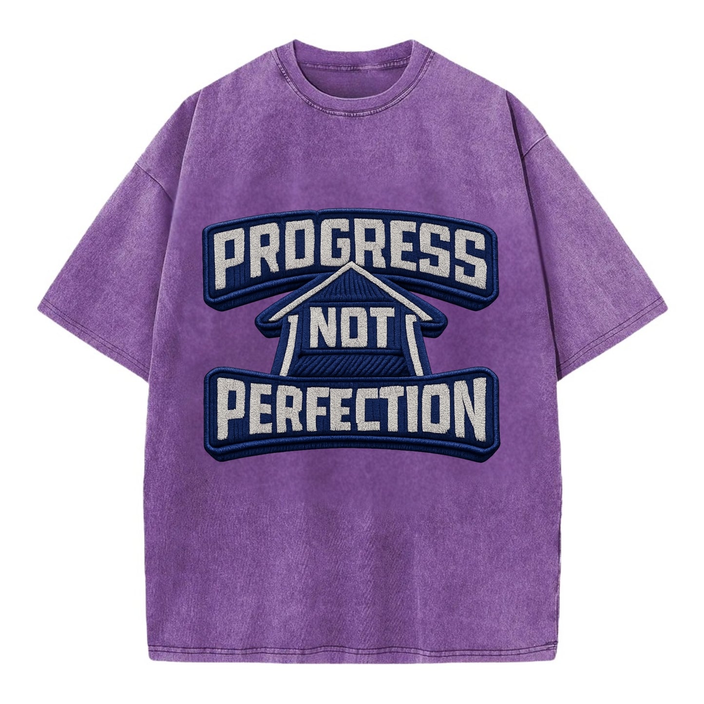 PROGRESS NOT PERFECTION - arrow with text in blue , growth mindset - Vintage T-shirt - Purple
