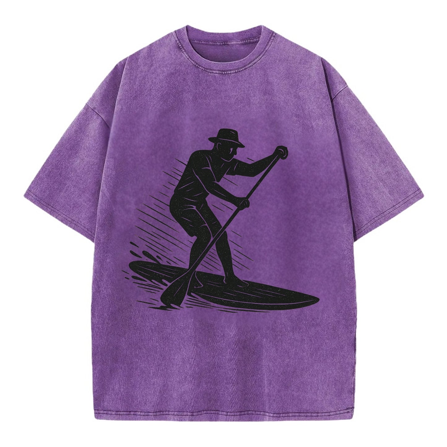 Stand-up paddleboarder on calm water - Vintage T-shirt - Purple