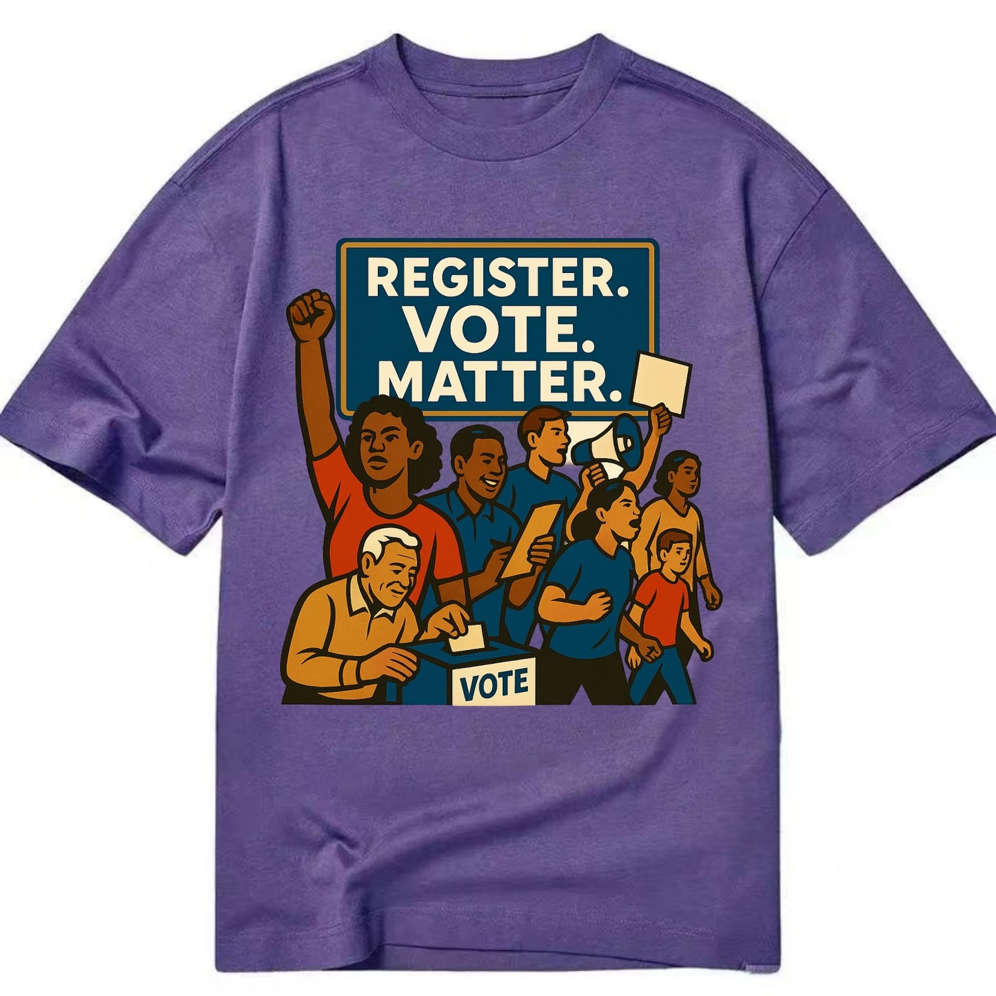 Voter registration drive bringing community together - "Register. Vote. Matter." - Classic T-shirt - Purple