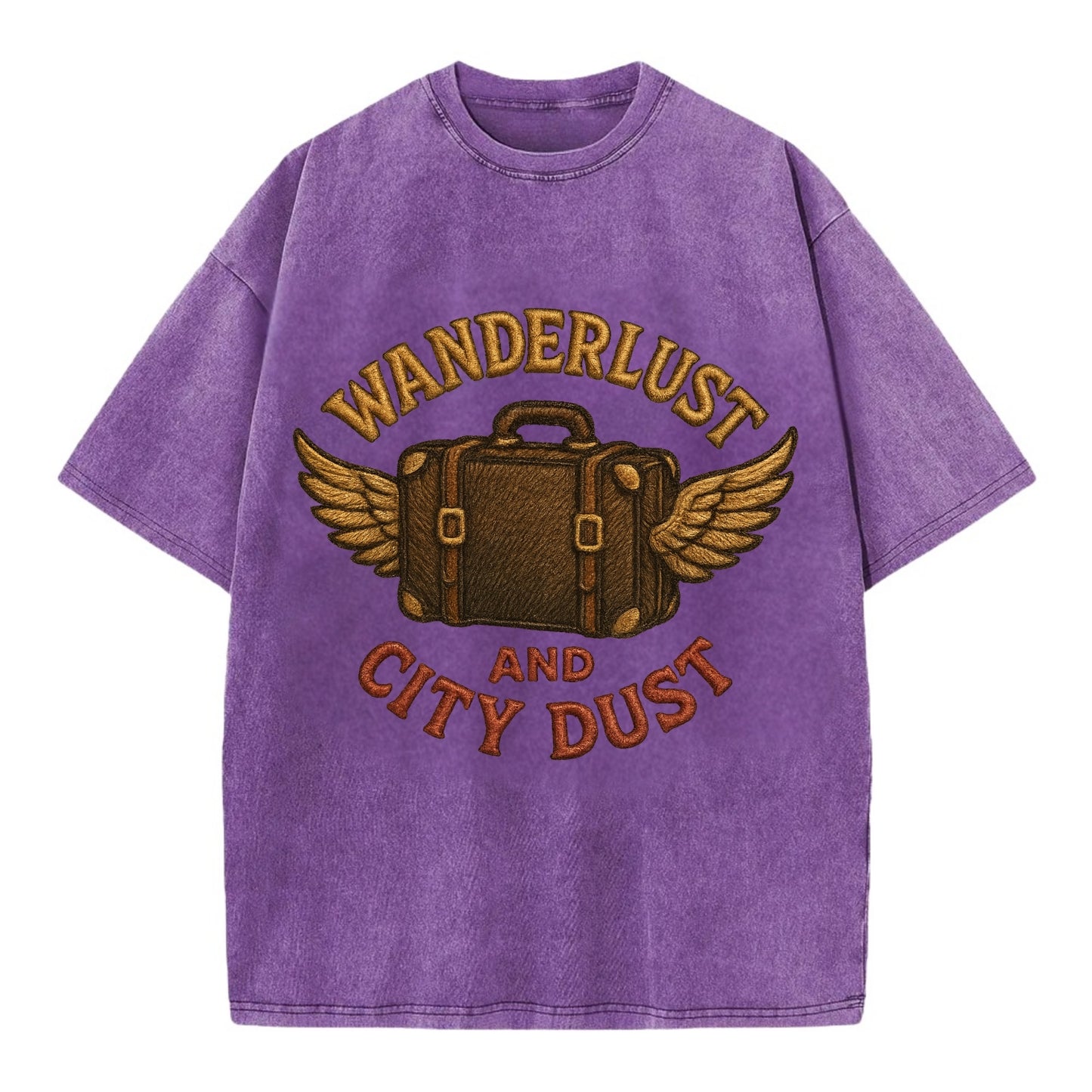 Wanderlust And City Dust - Vintage T-shirt - Purple