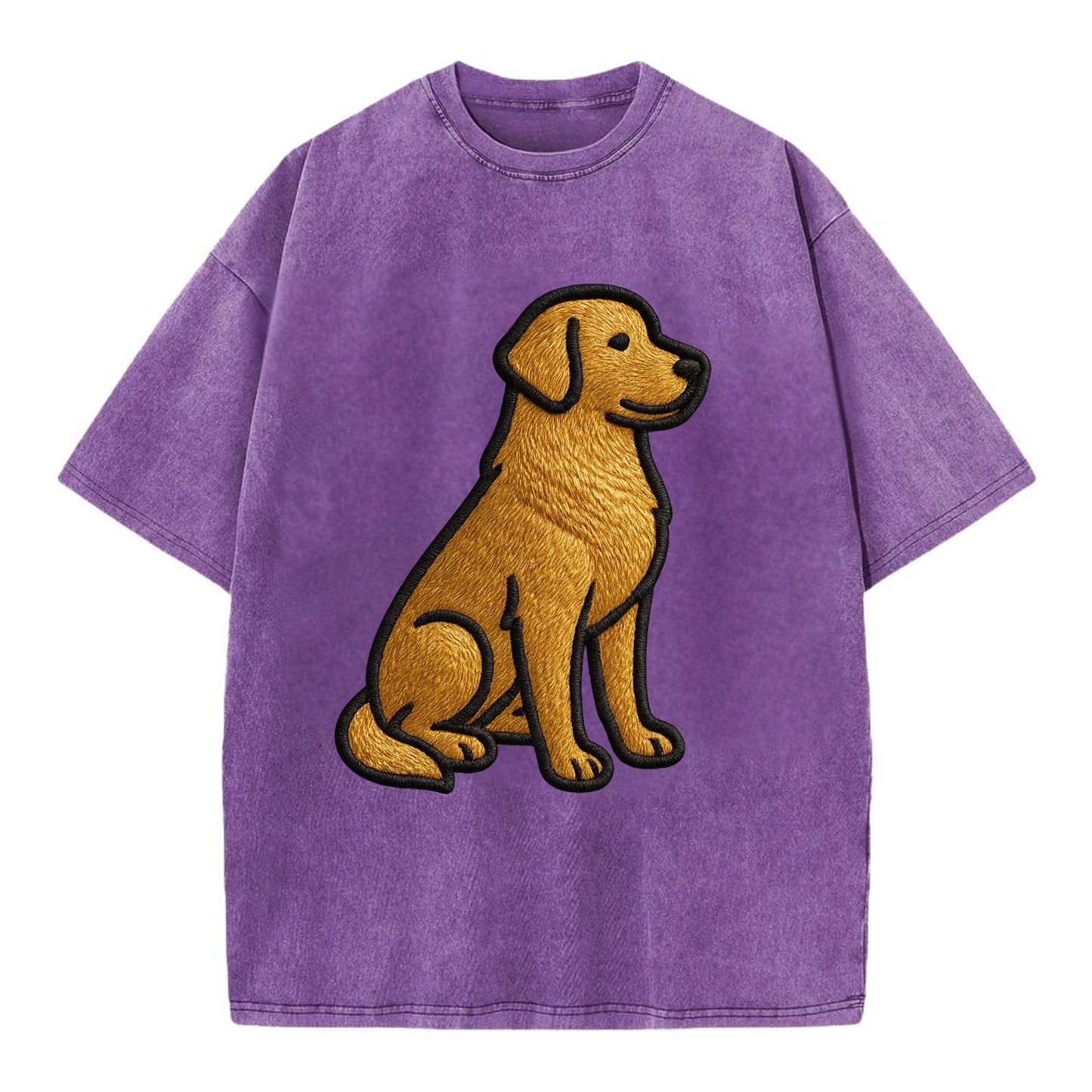 Golden Retriever - Contemporary geometri - Vintage T-shirt - Purple