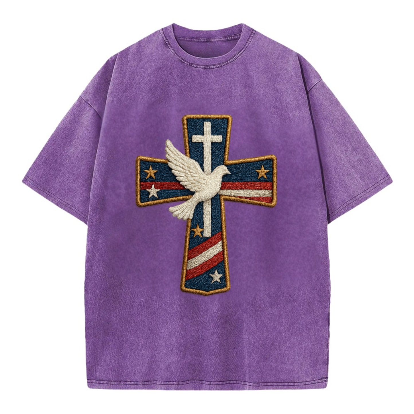 Dove and Cross - Vintage T-shirt - Purple