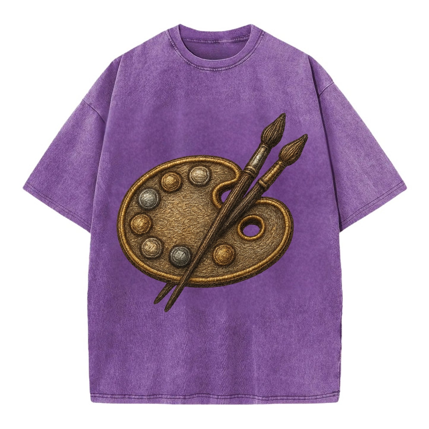 Artist palette with brushes - painter emblem - Vintage T-shirt - Purple