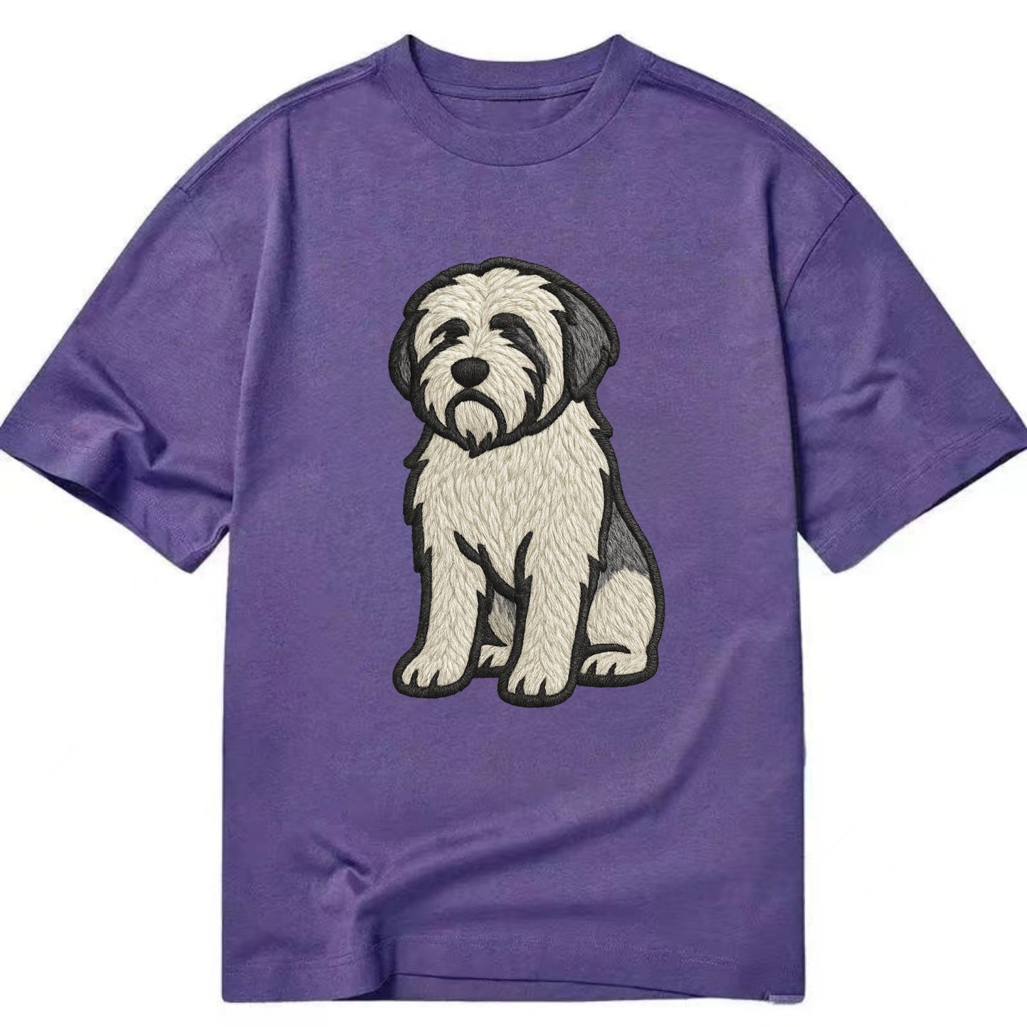 Polish Lowland Sheepdog - White and gray - Classic T-shirt - Purple