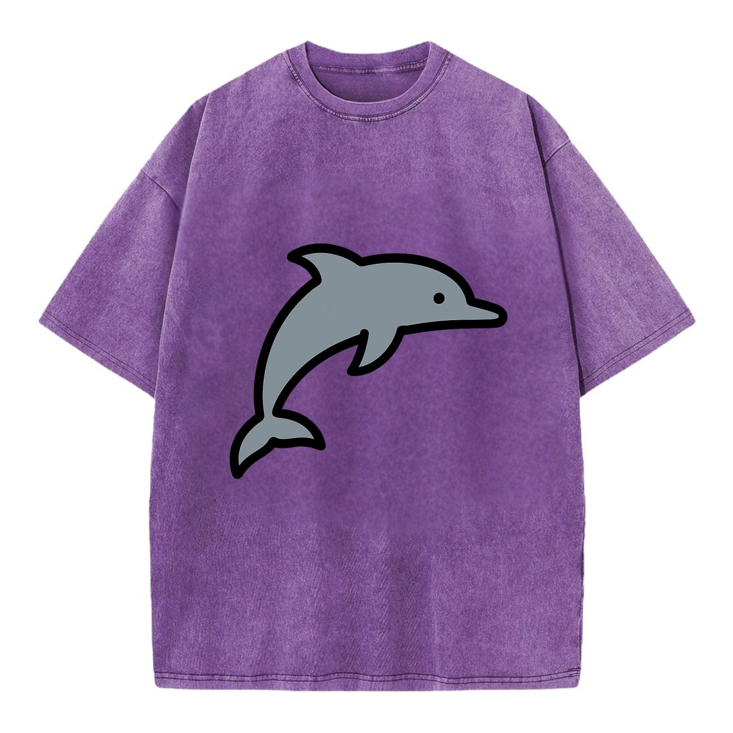 Bottlenose Dolphin - Gray jumping pose flat side profile - Vintage T-shirt - Purple