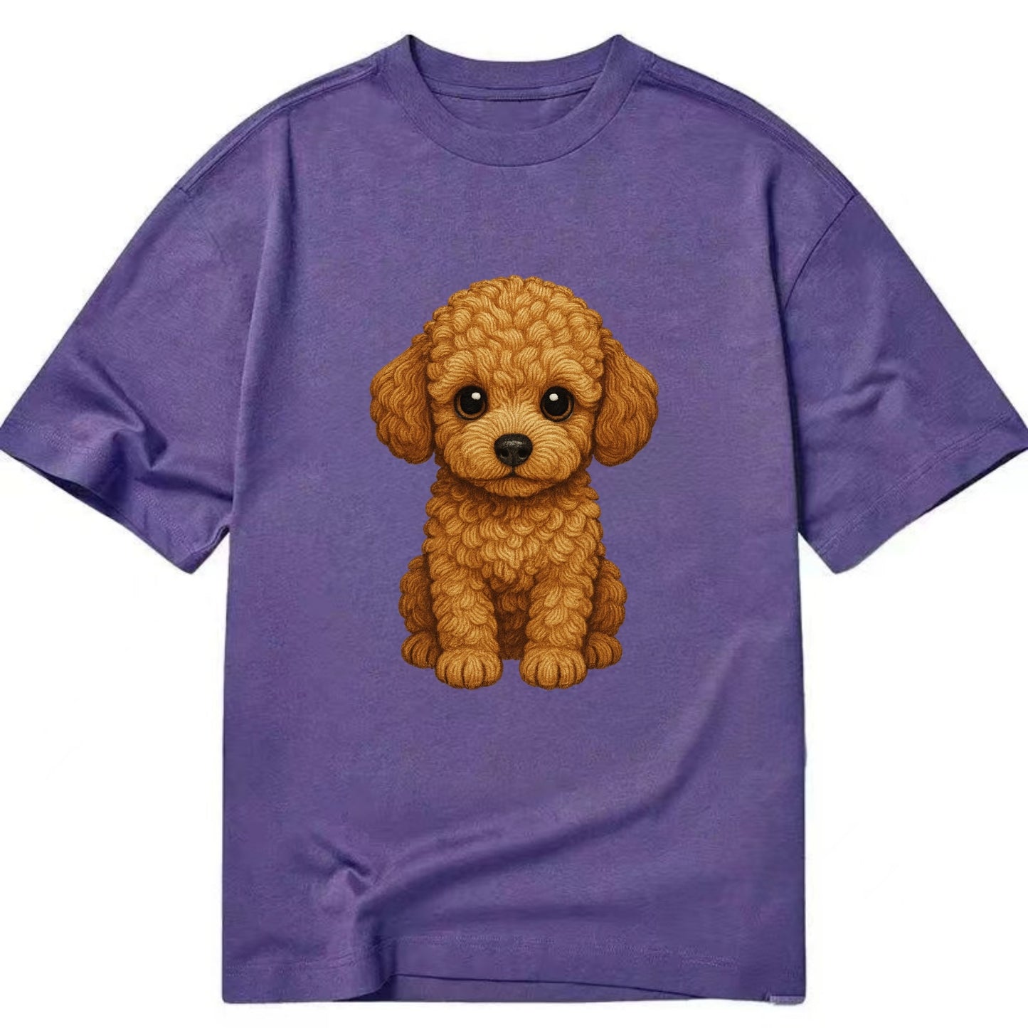 Baby Poodle Puppy - curly fluffy coat, intelligent eyes, elegant snout, - Classic T-shirt - Purple