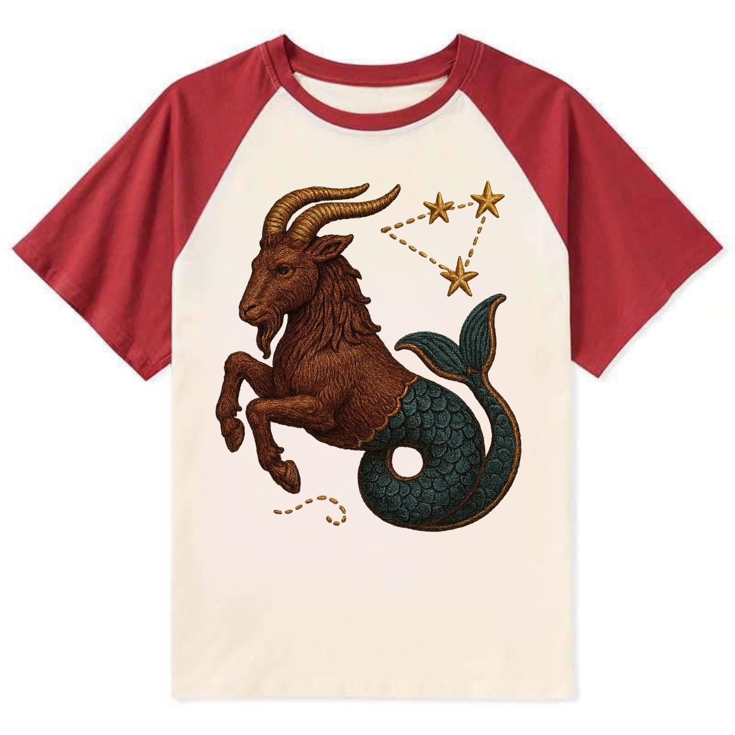 Capricorn Goat - Contrast Raglan T-shirt - Red