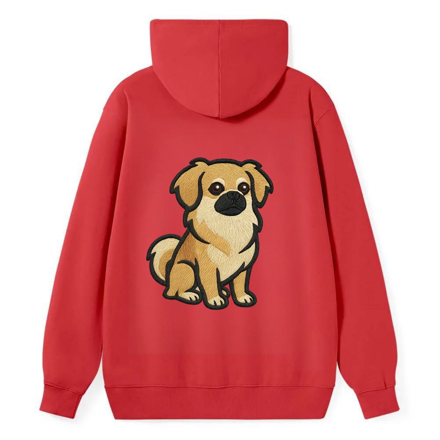Tibetan Spaniel - Fawn small dog embroidered design - Classic Pullover Hoodie - Red