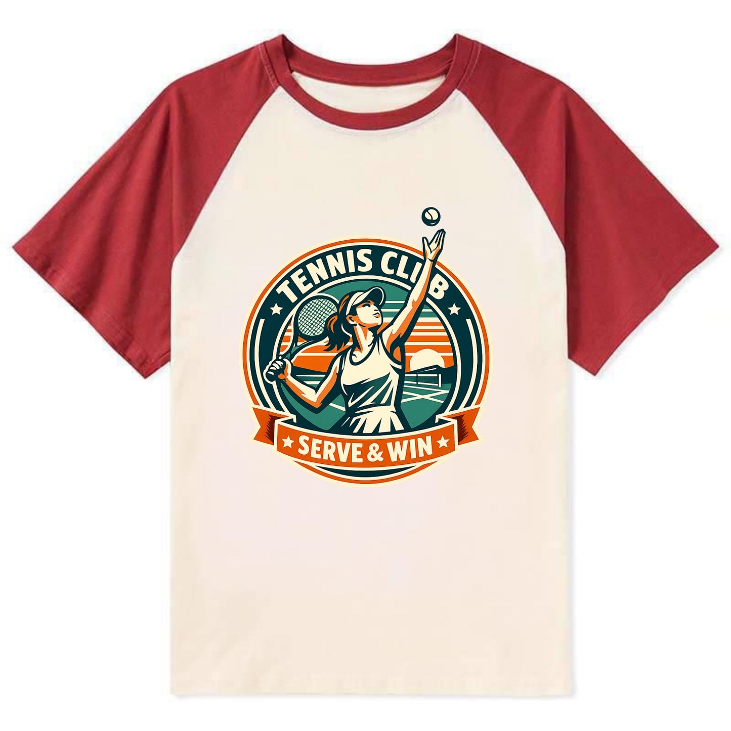 Ace of the Court - Contrast Raglan T-shirt - Red