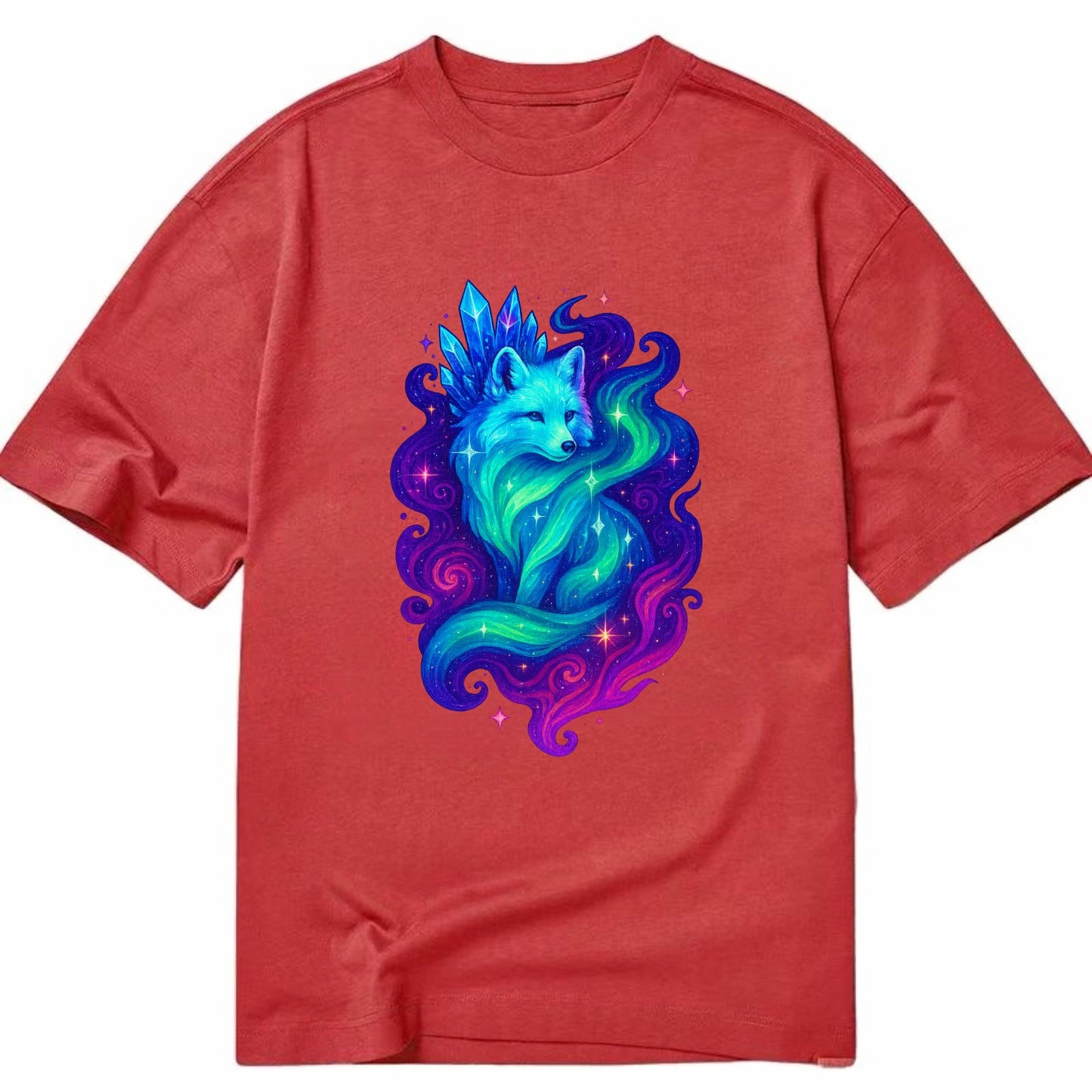 Ethereal arctic fox with fur that transforms into crystal formations, northern - Classic T-shirt - Red