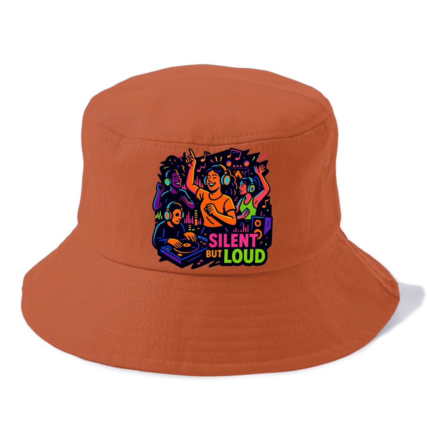 Silent disco dancers with glowing headphones - "Silent But Loud" - unique concert - Bucket Hat - Red