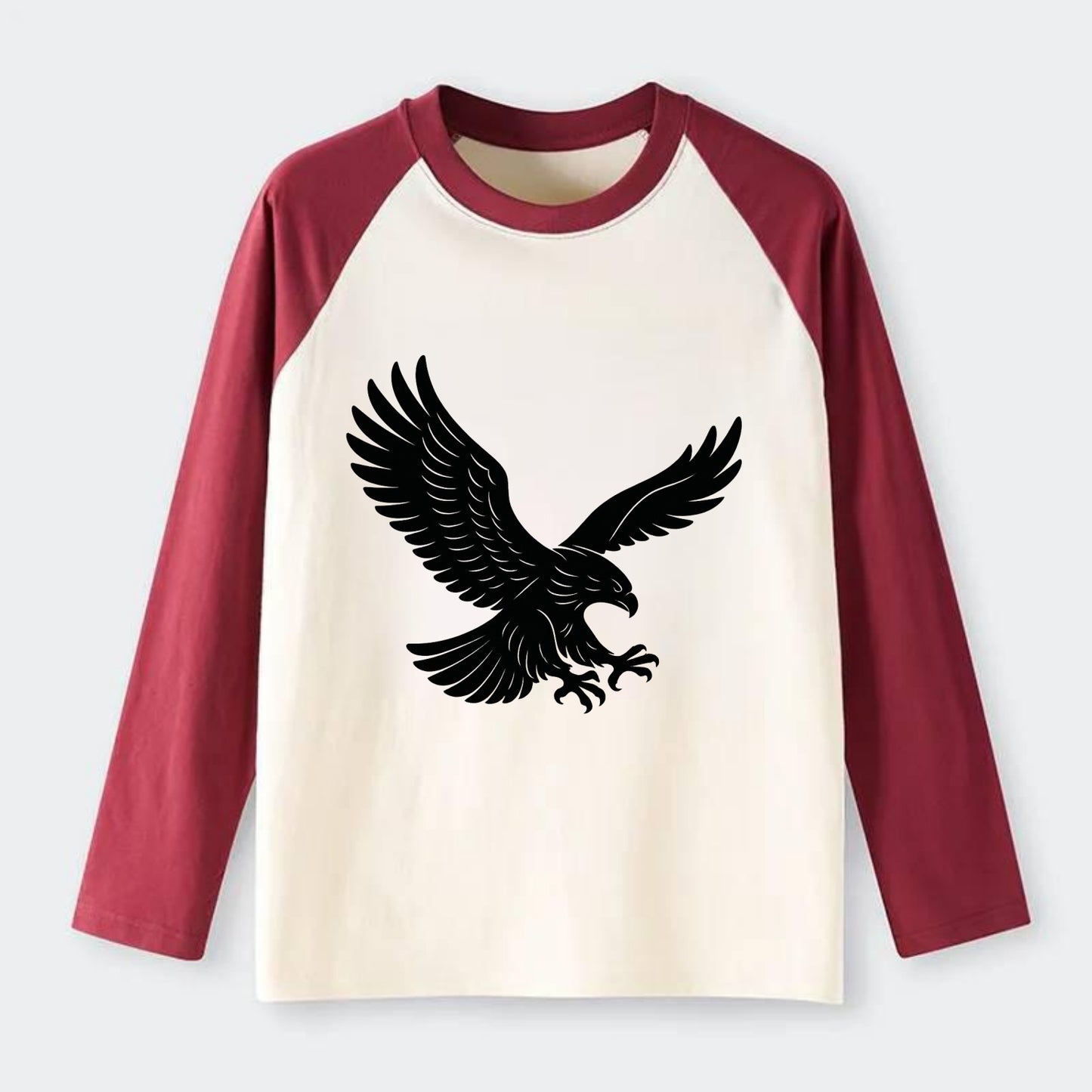 Eagle soaring with wings spread - Raglan Long Sleeve T-Shirt - Red