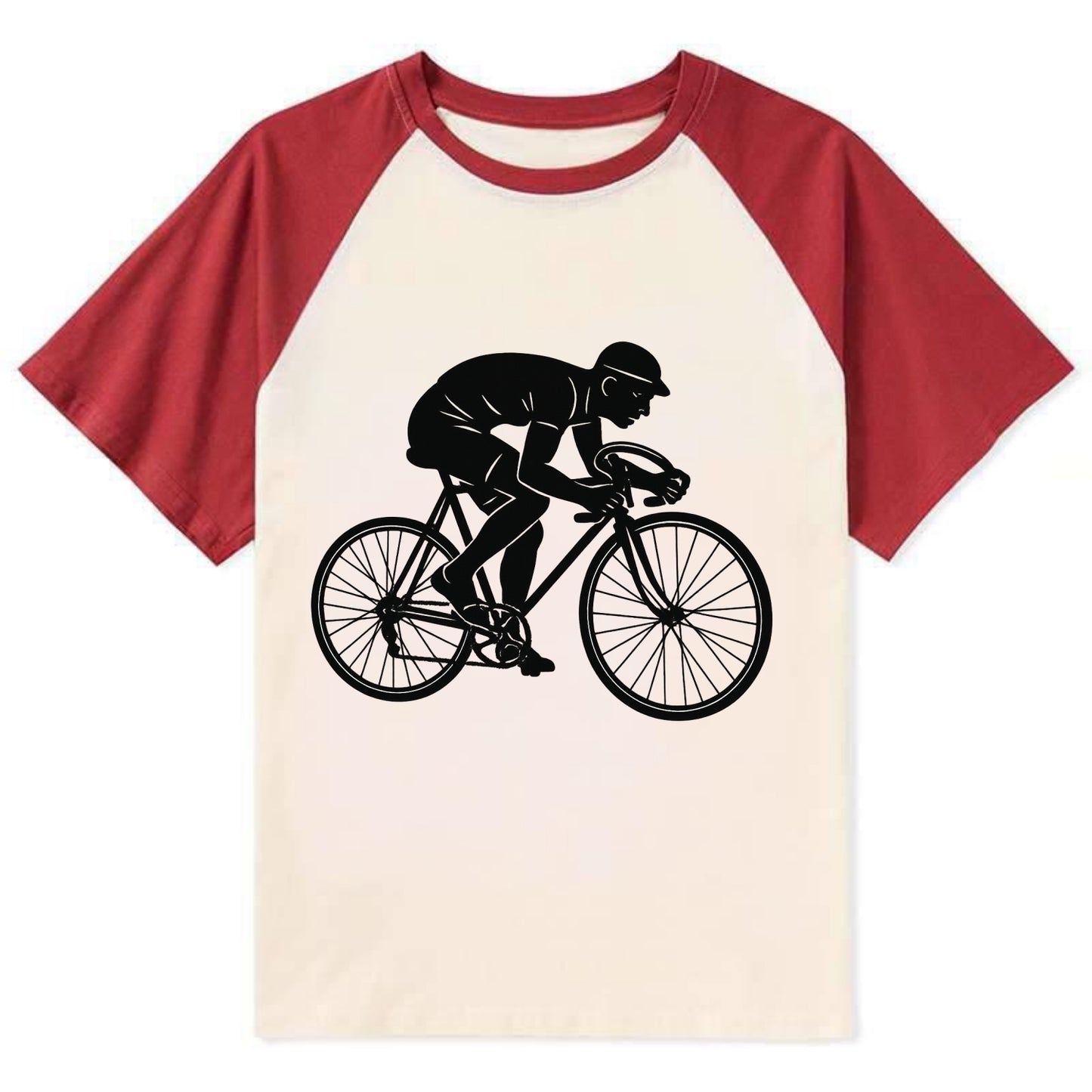 Cyclist sprinting in racing position - Contrast Raglan T-shirt - Red