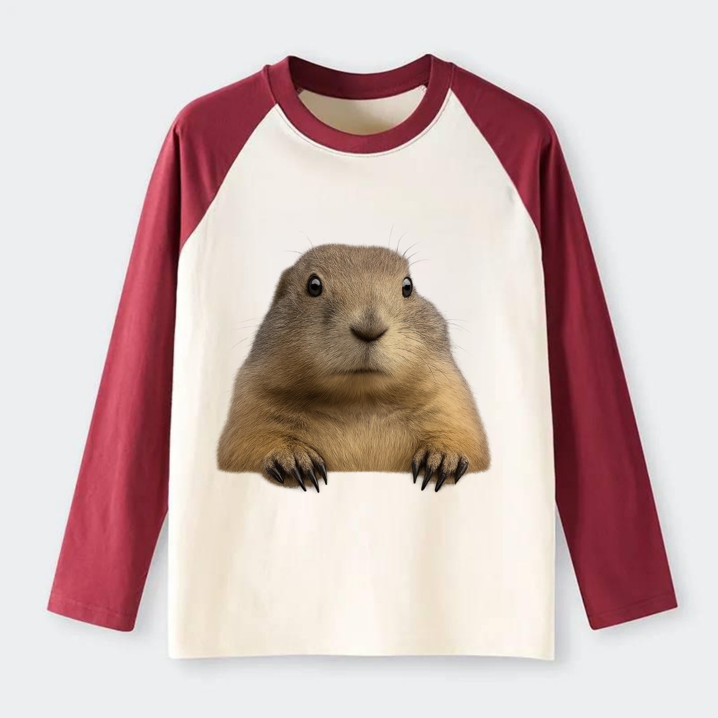 Prairie Dog - Raglan Long Sleeve T-Shirt - Red