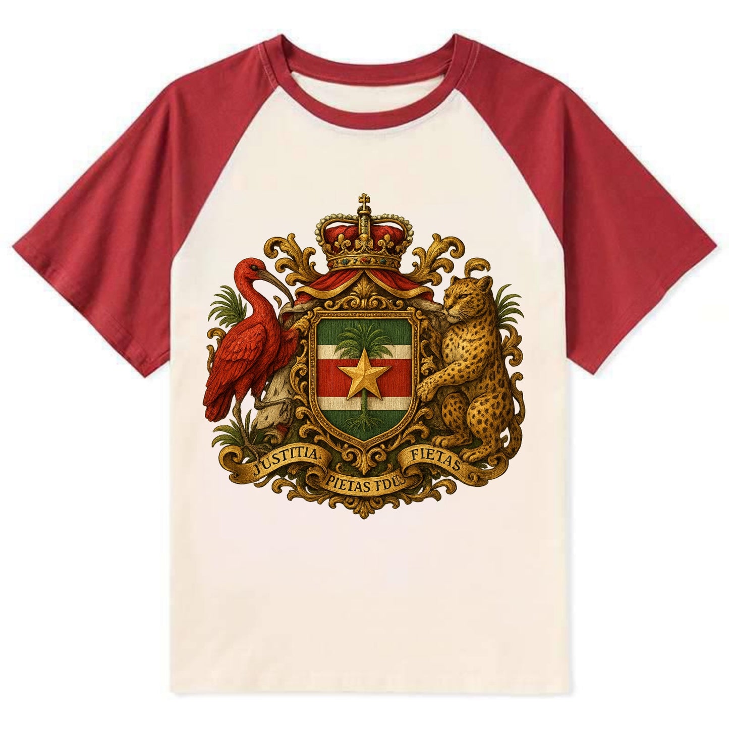 Suriname Star Emblem - Contrast Raglan T-shirt - Red