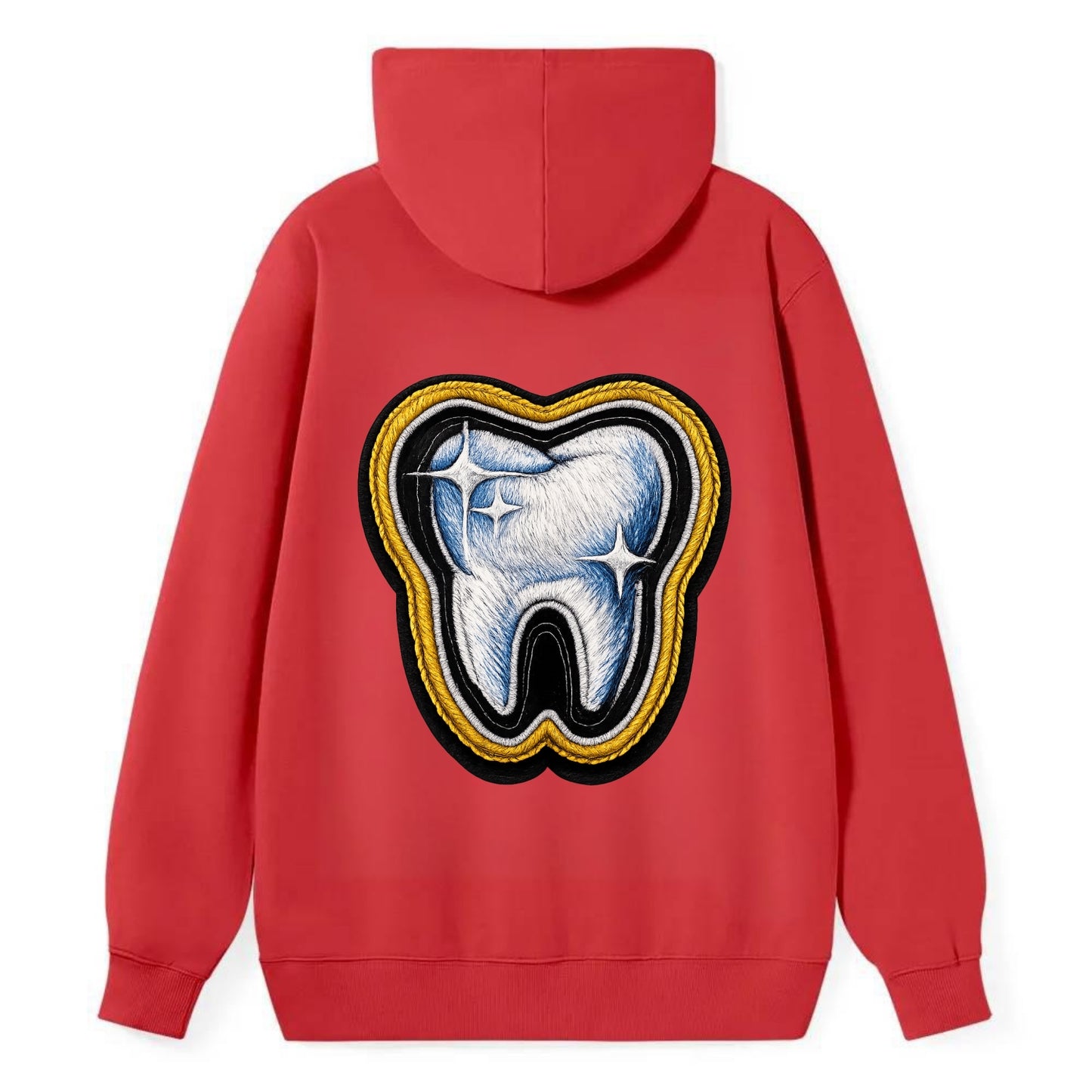 DENTAL TOOTH - molar with sparkle in white and blue , dentist - Classic Pullover Hoodie - Red