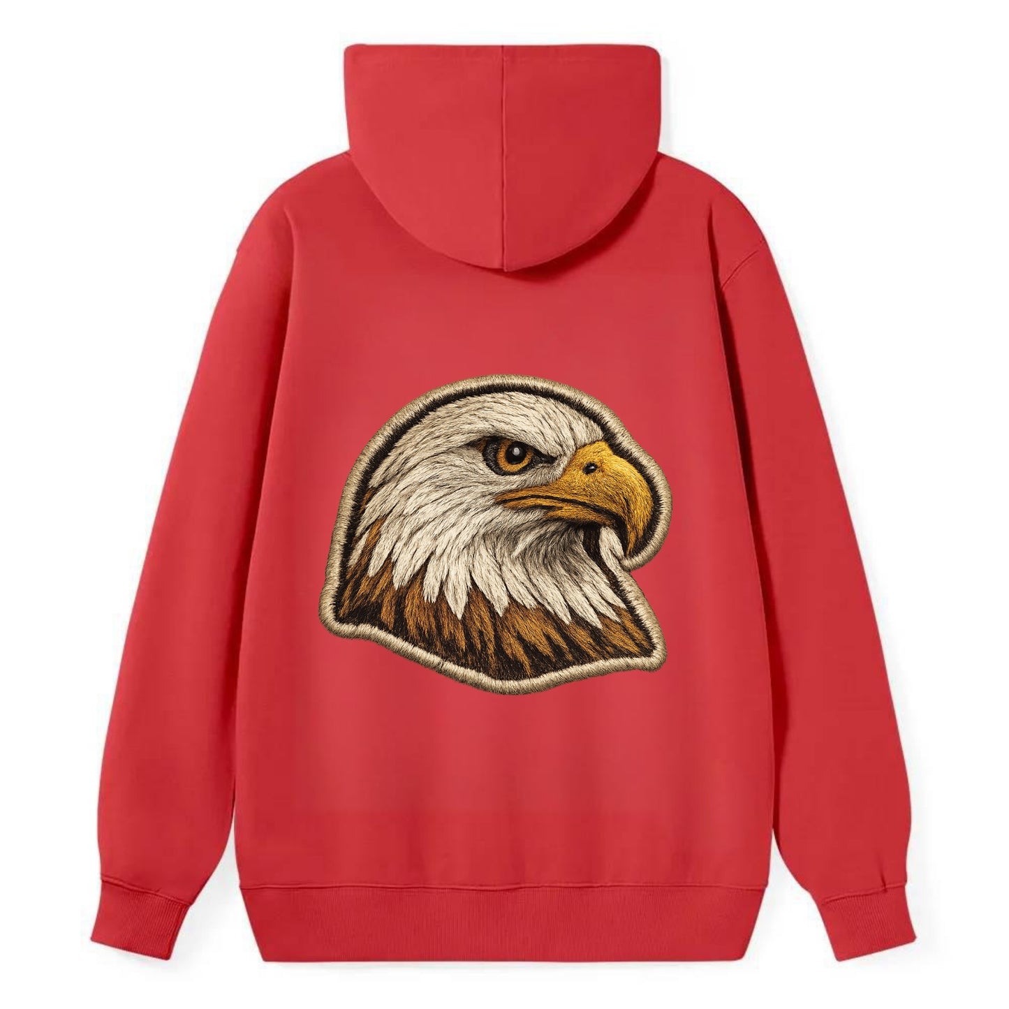 EAGLE HEAD PROFILE - majestic bald eagle in brown, white and gold , - Classic Pullover Hoodie - Red