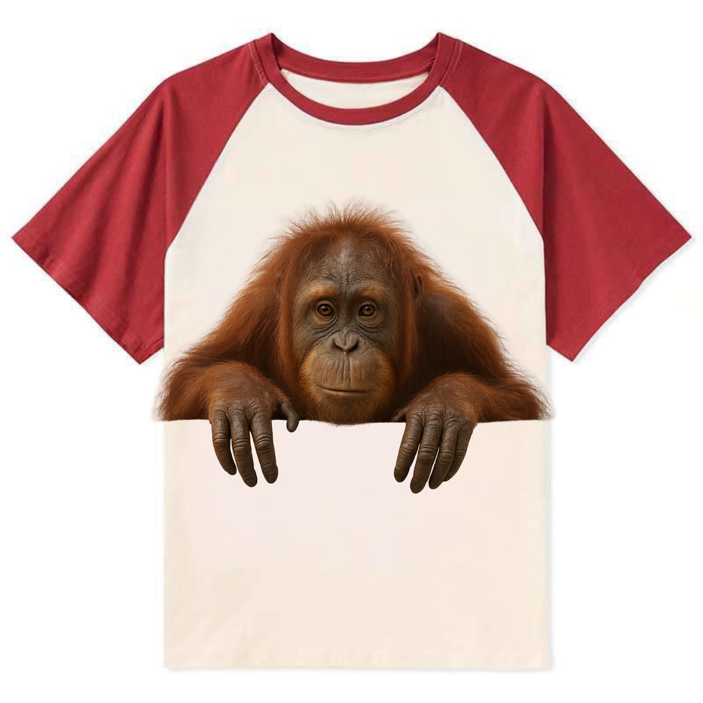 Orangutan - Contrast Raglan T-shirt - Red