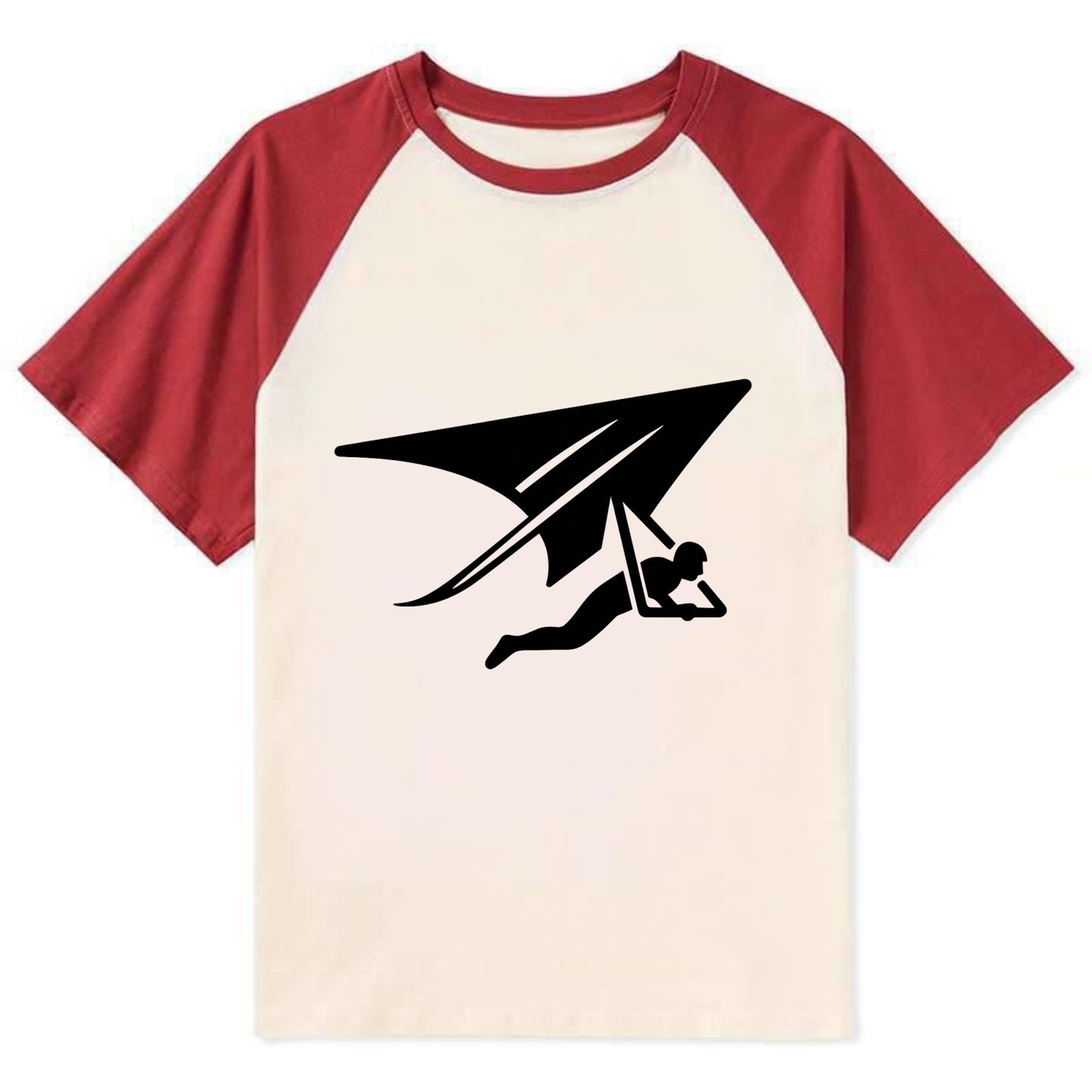 Hang glider soaring - Contrast Raglan T-shirt - Red