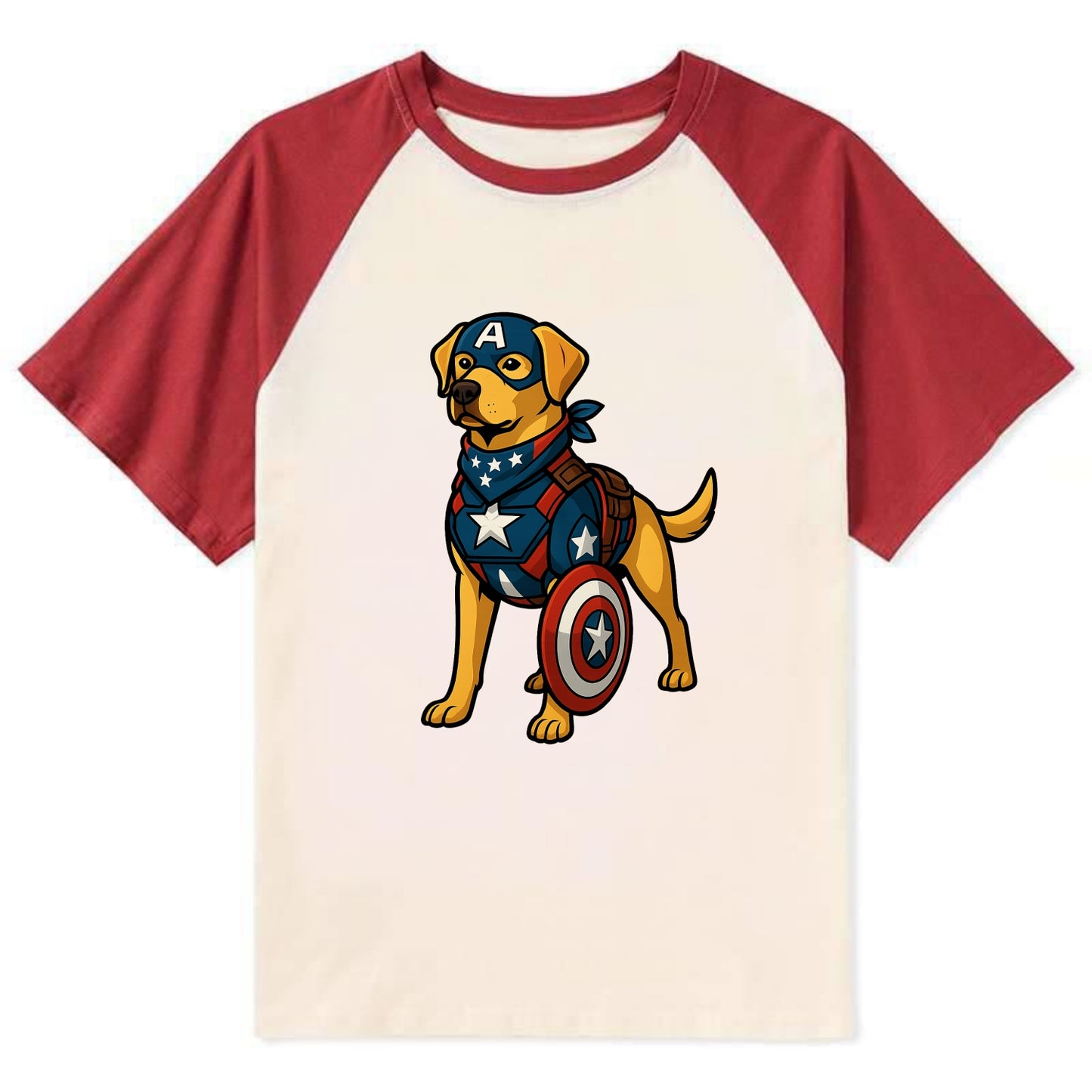 Labrador Captain America - Contrast Rag Contrast Raglan T-shirt - Red