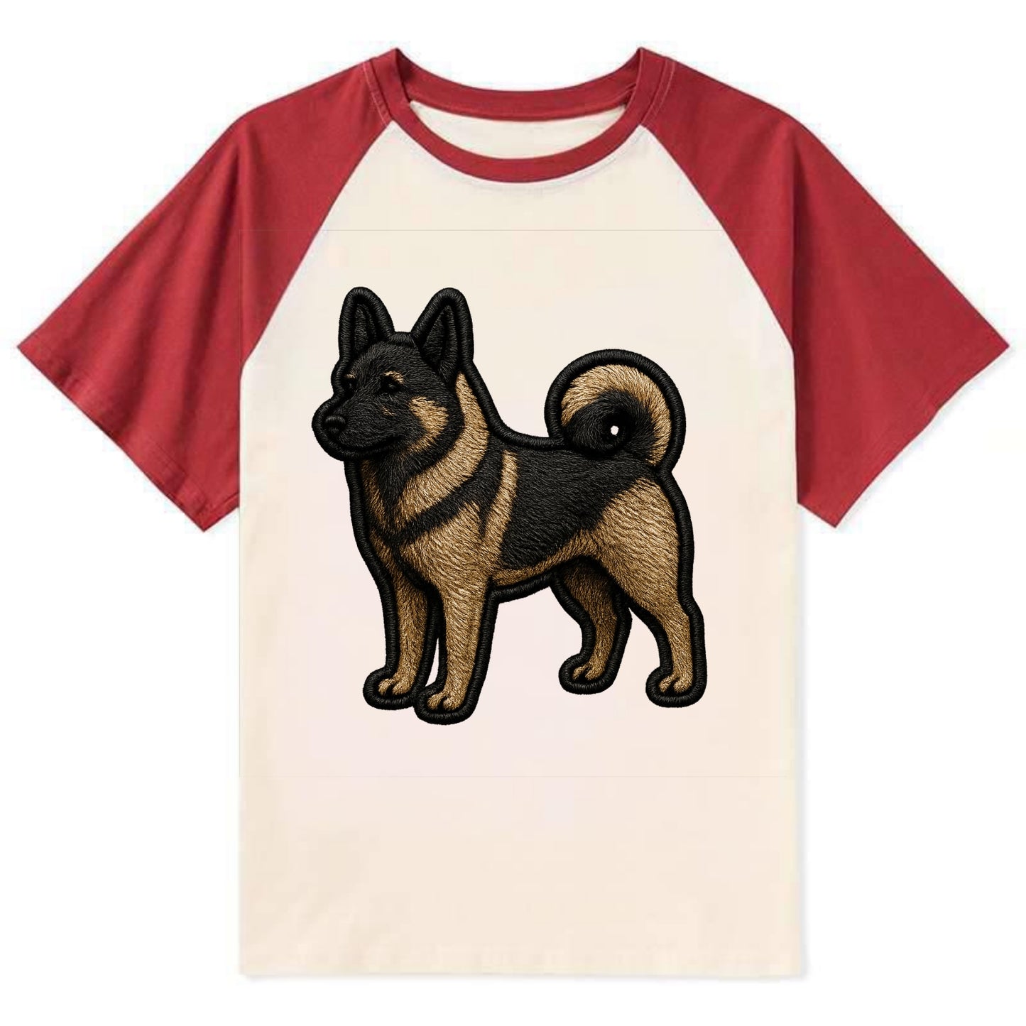 Norwegian Elkhound - Trendy Nordic desig - Contrast Raglan T-shirt - Red