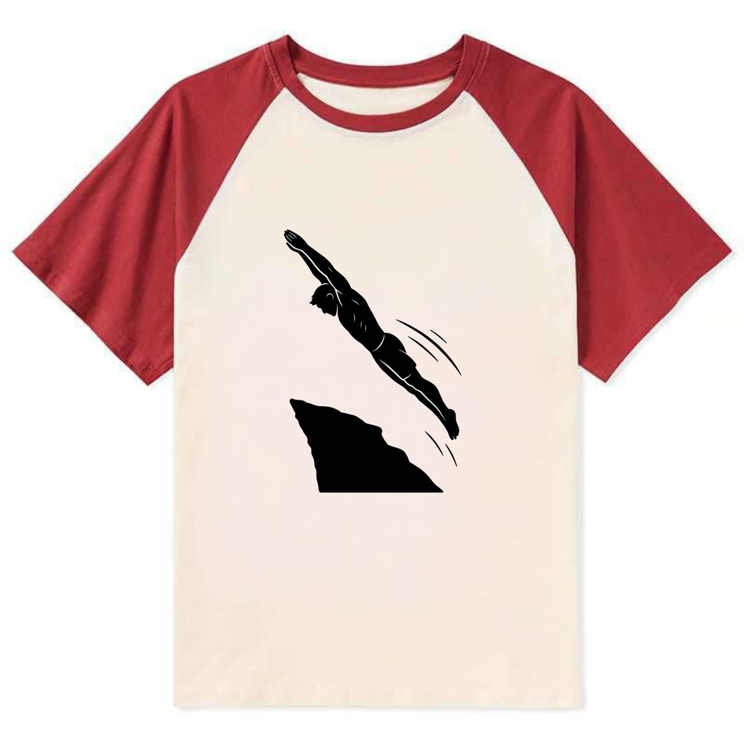 Cliff diver perfect form - Contrast Raglan T-shirt - Red