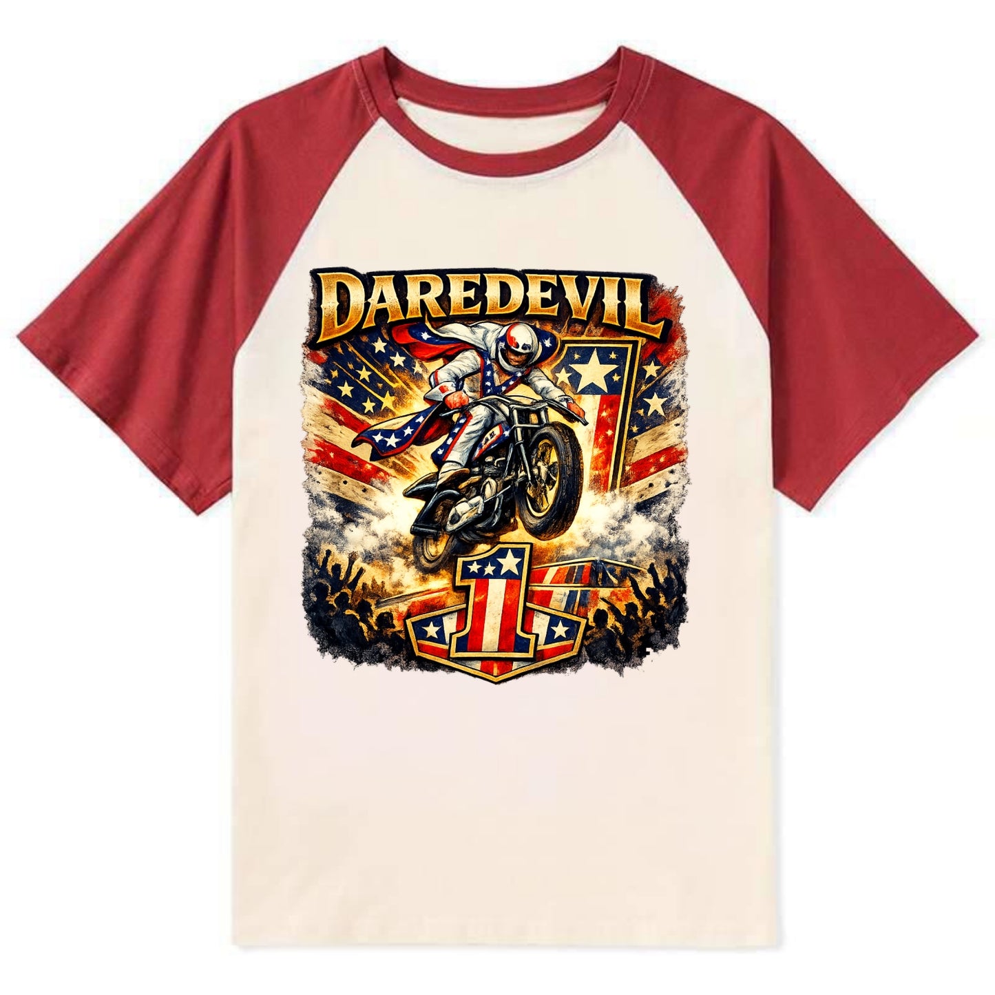 Daredevil Stunt Rider - Contrast Raglan T-shirt - Red