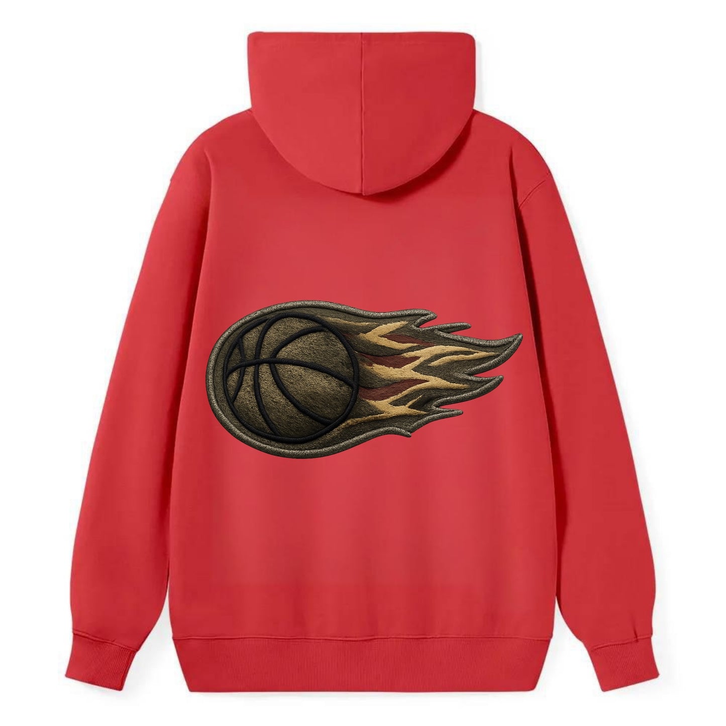 BASKETBALL FLAMING BALL - basketball with flames in orange and red , - Classic Pullover Hoodie - Red