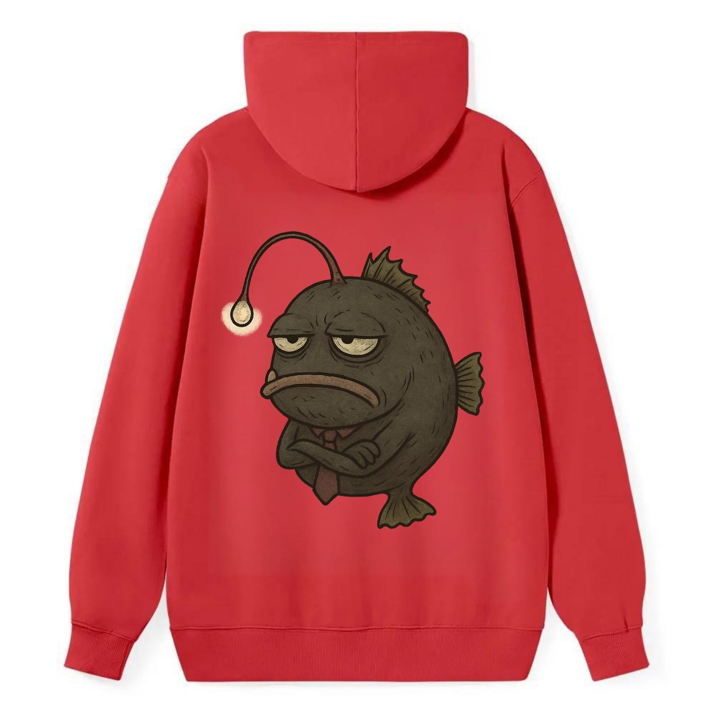 THE ANGLERFISH LURES DISAPPOINTMENT | Dark gray anglerfish with dim light - Classic Pullover Hoodie - Red