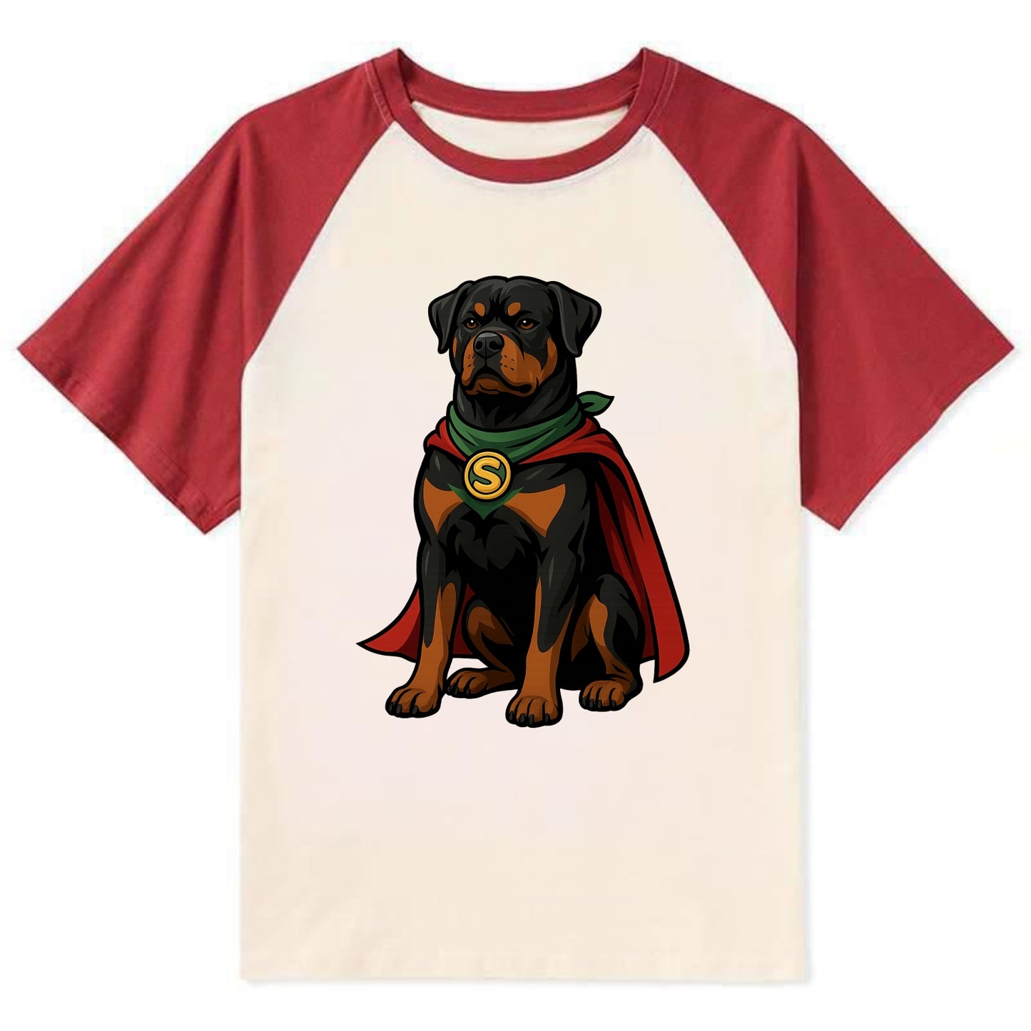 Rottweiler Strong Hero - Contrast Raglan T-shirt - Red