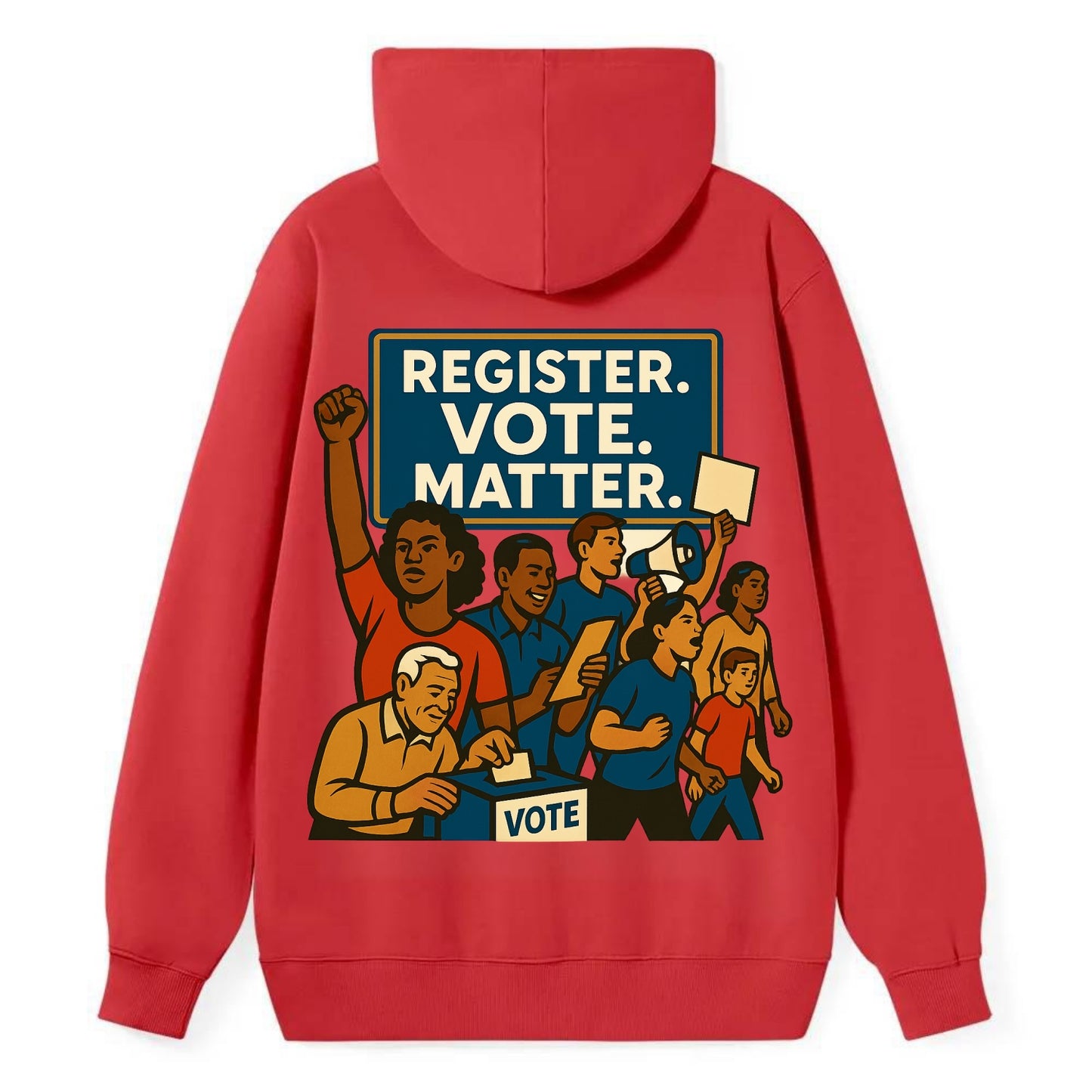 Voter registration drive bringing community together - "Register. Vote. - Classic Pullover Hoodie - Red