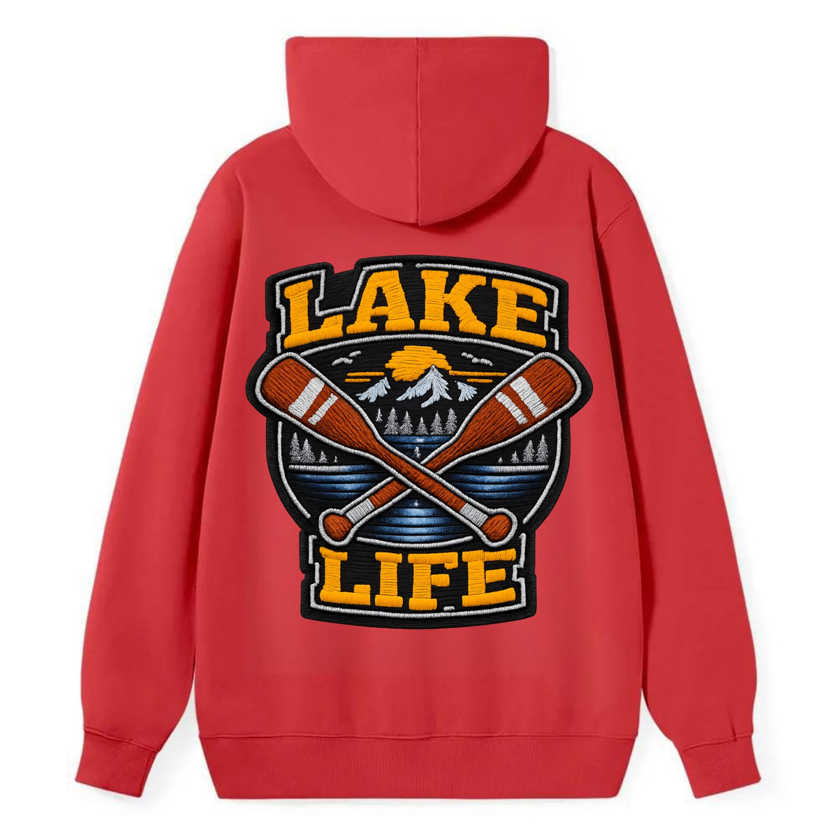 CANOE PADDLE - wooden paddle crossed in brown and cream , lake life - Classic Pullover Hoodie - Red