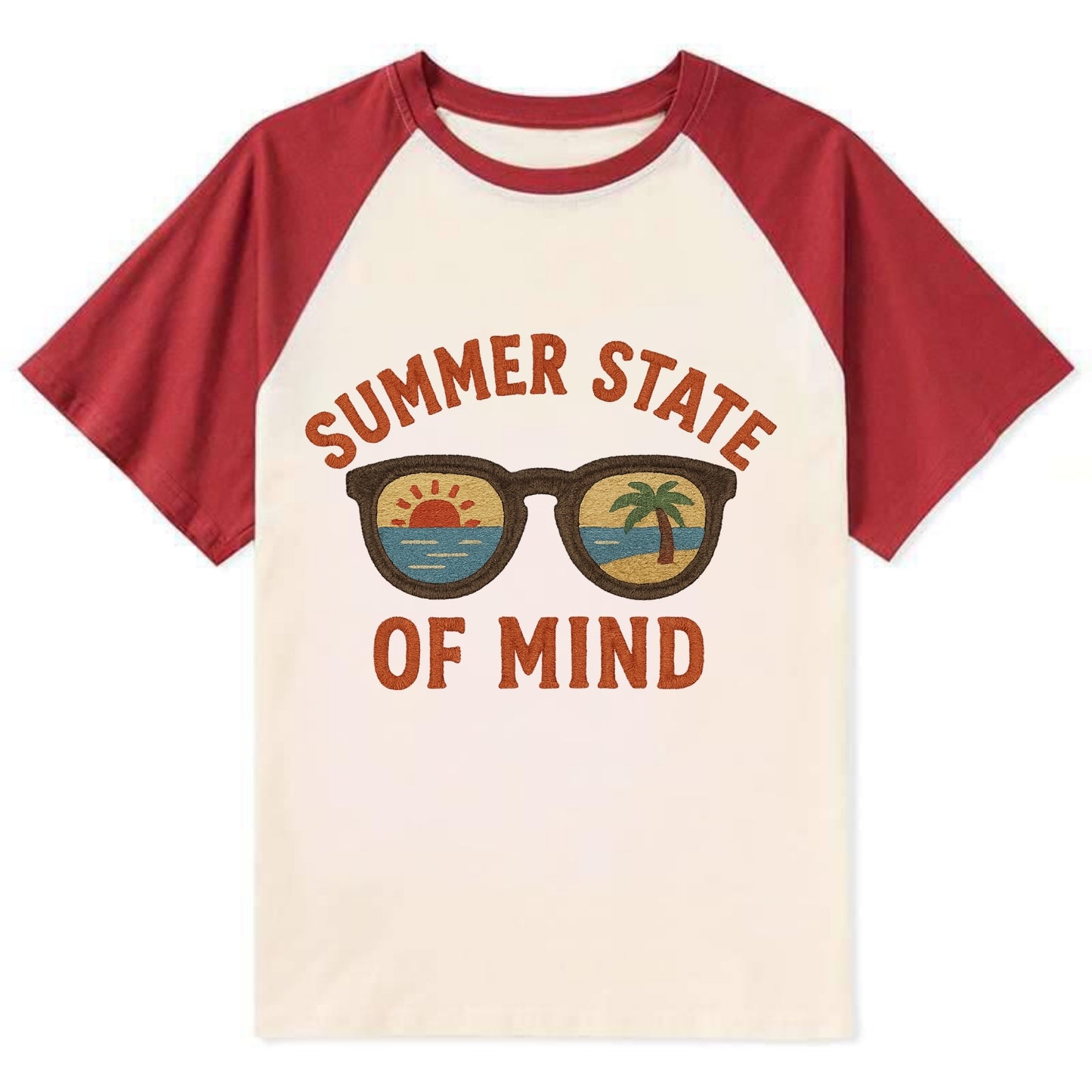 Summer State Of Mind - Contrast Raglan T-shirt - Red