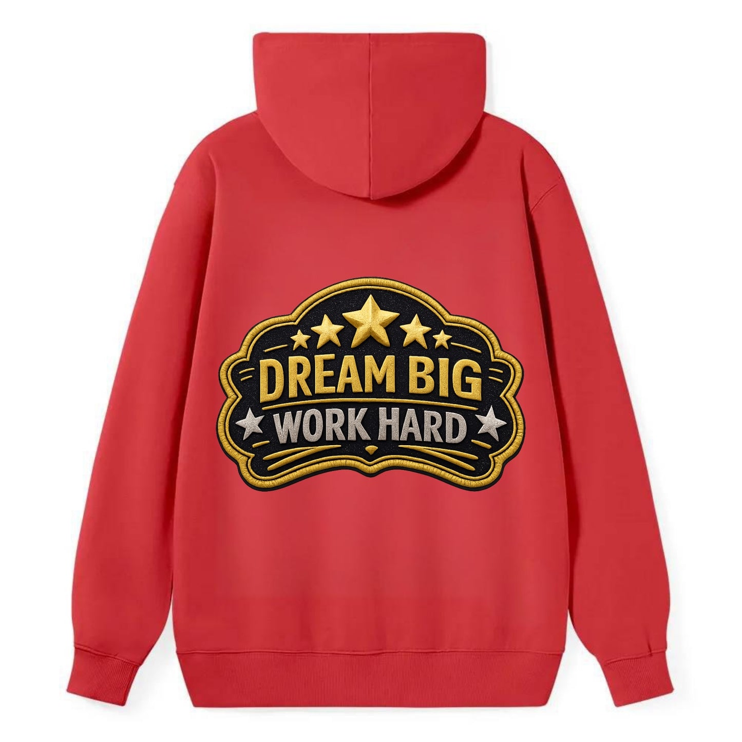 DREAM BIG WORK HARD - stars with text in gold , aspiration - Classic Pullover Hoodie - Red