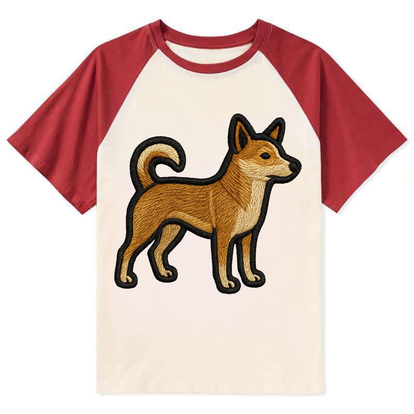 Norwegian Lundehund - Modern puffin hunt - Contrast Raglan T-shirt - Red
