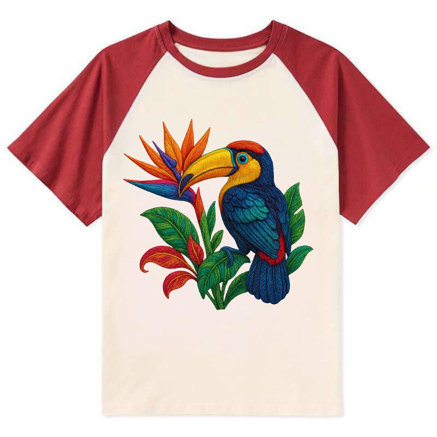 Toucan Paradise - Contrast Raglan T-shirt - Red